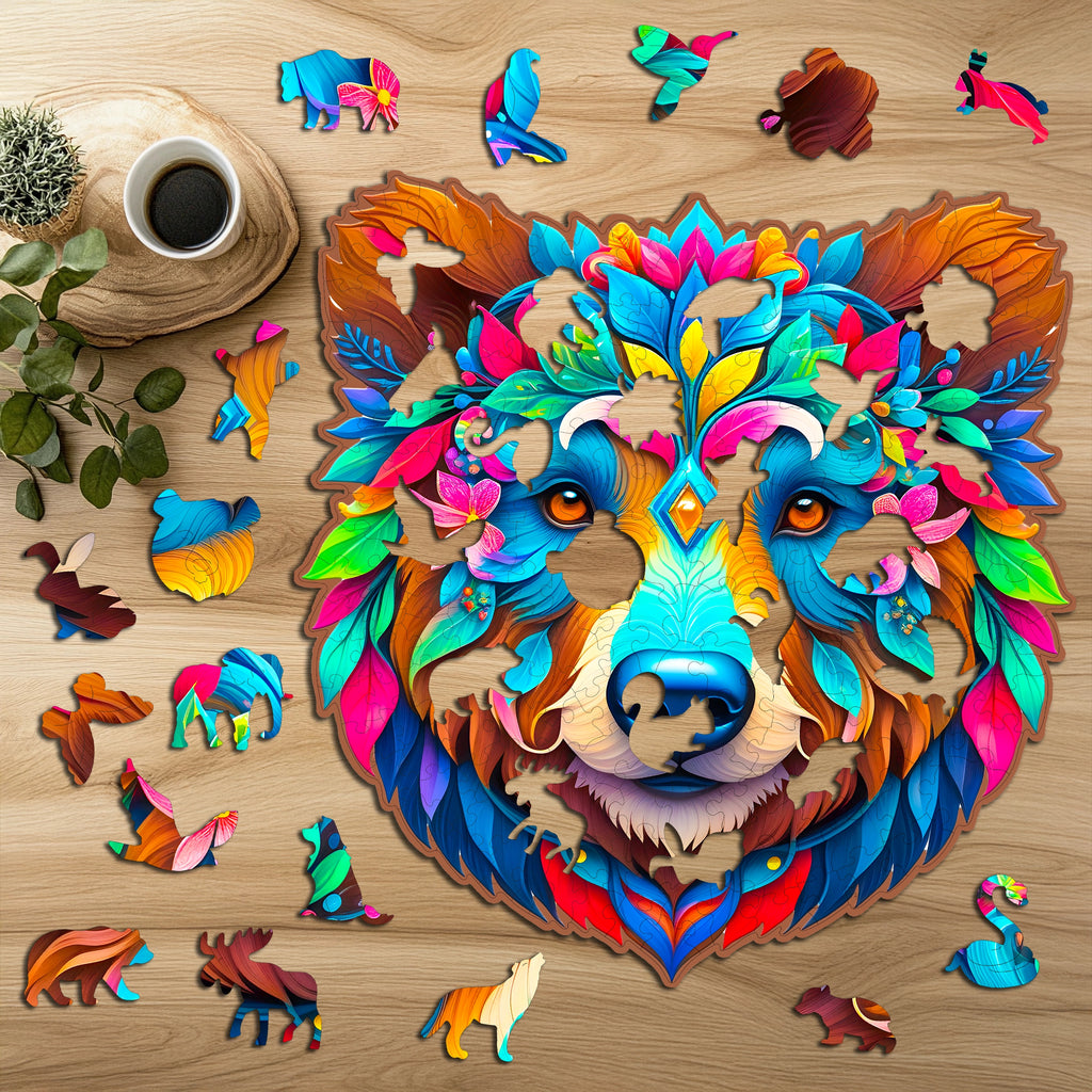 Puzzle drewniane PUZZLED Niedźwiedź 195 elementów – układanka po obrysie dla dorosłych