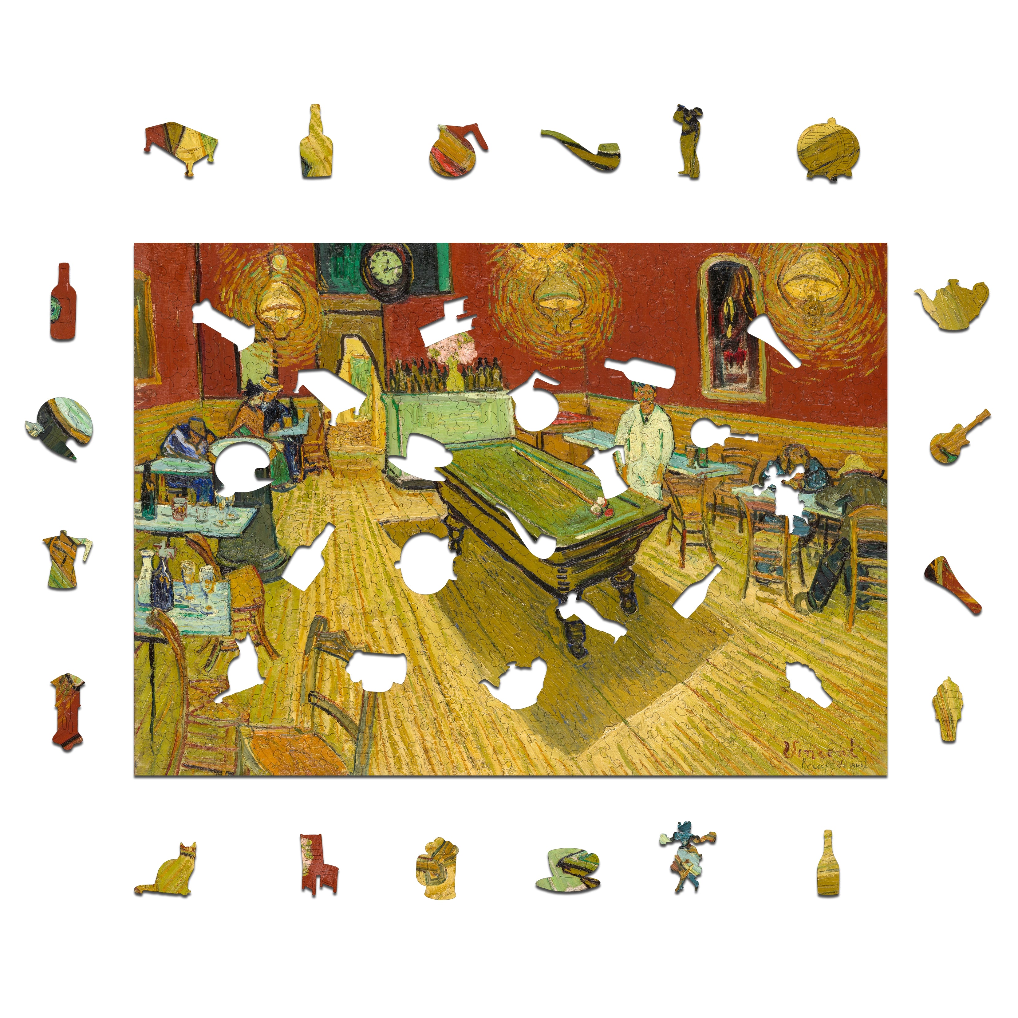Drewniane puzzle A3 Vincent van Gogh "Nocna kawiarnia" 350 el.