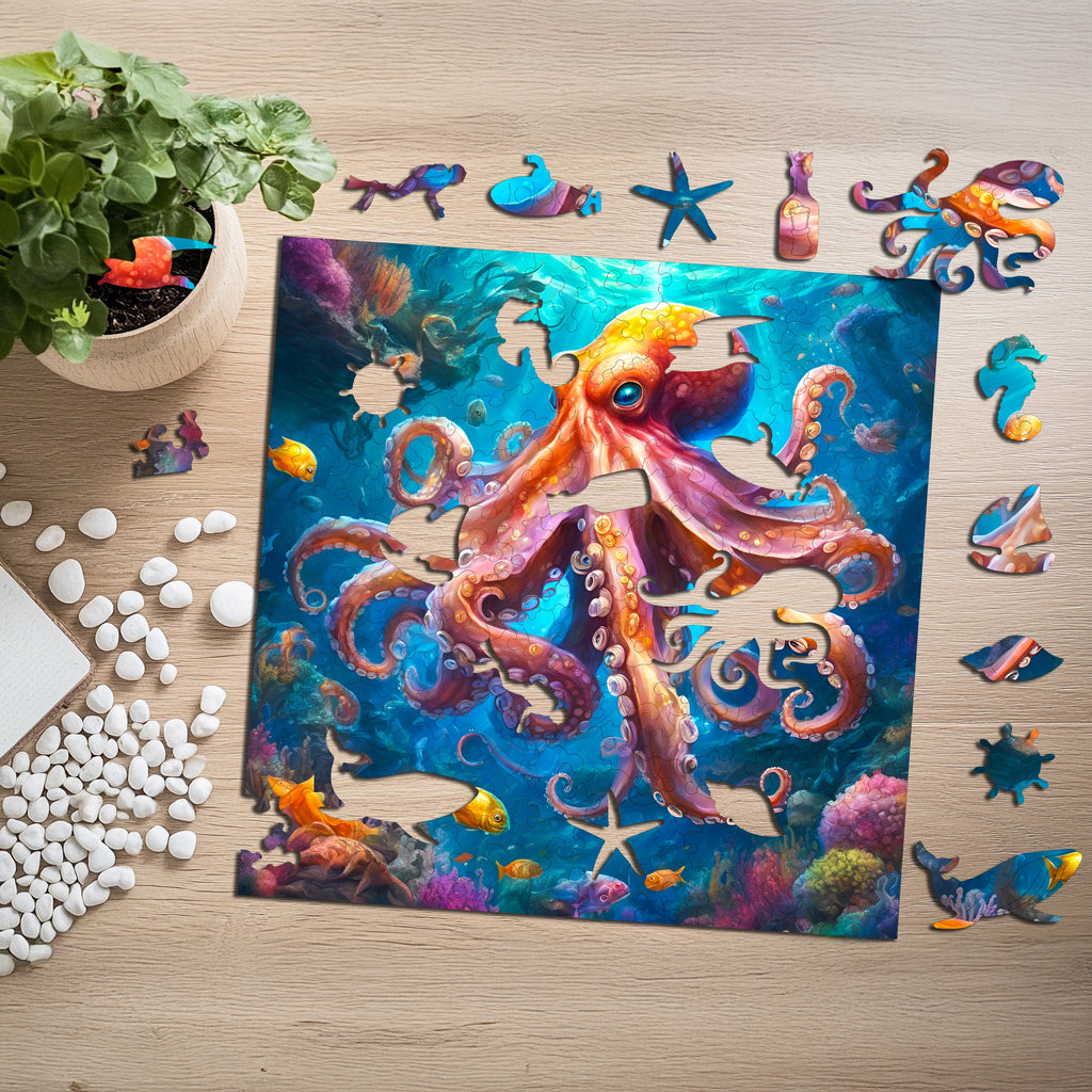 Puzzle drewniane PUZZLED Głębinowa Ośmiornica 155 elementów dla dorosłych