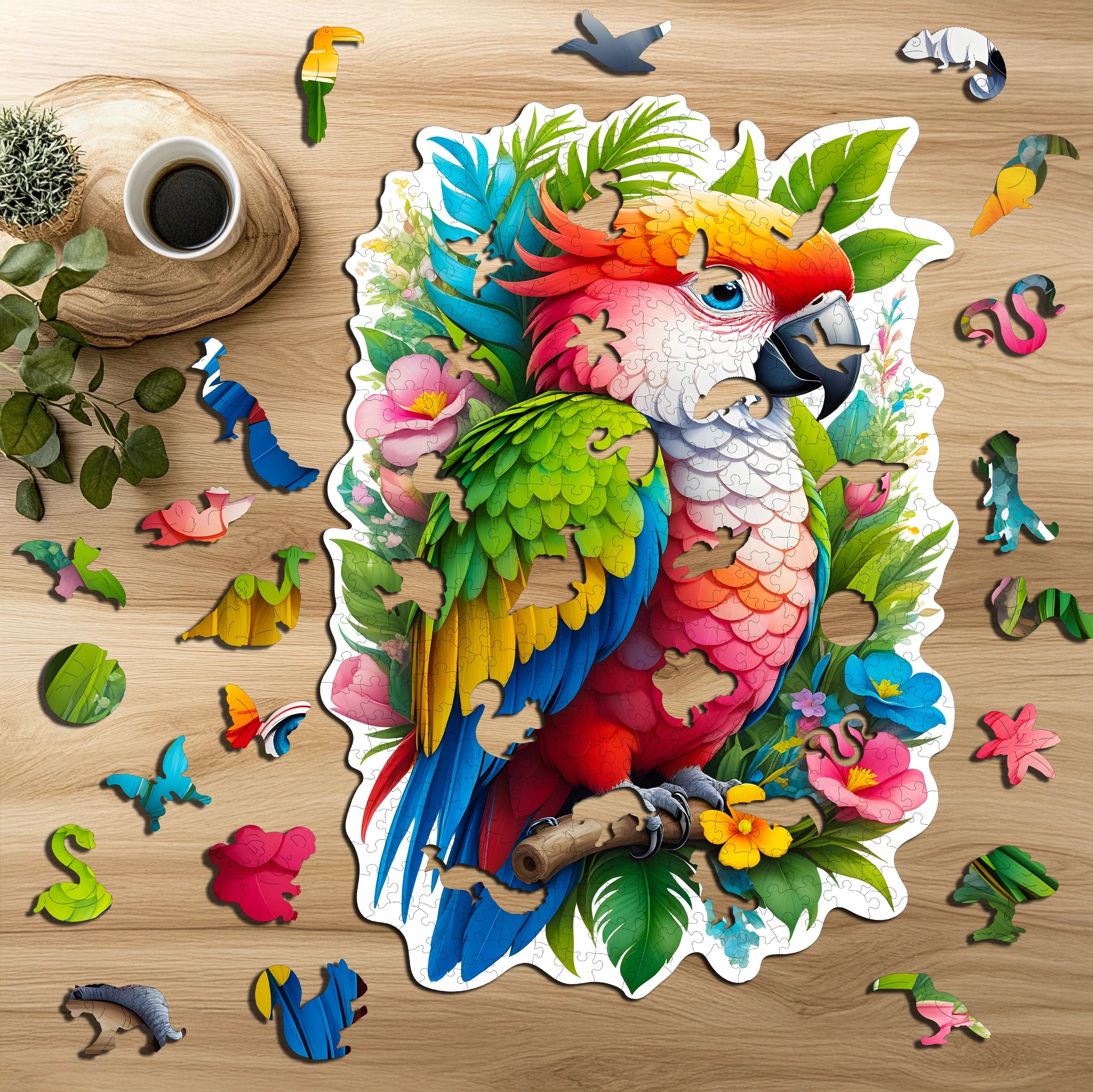 Puzzle drewniane PUZZLED Papuga 395 elementów – układanka po obrysie dla dorosłych