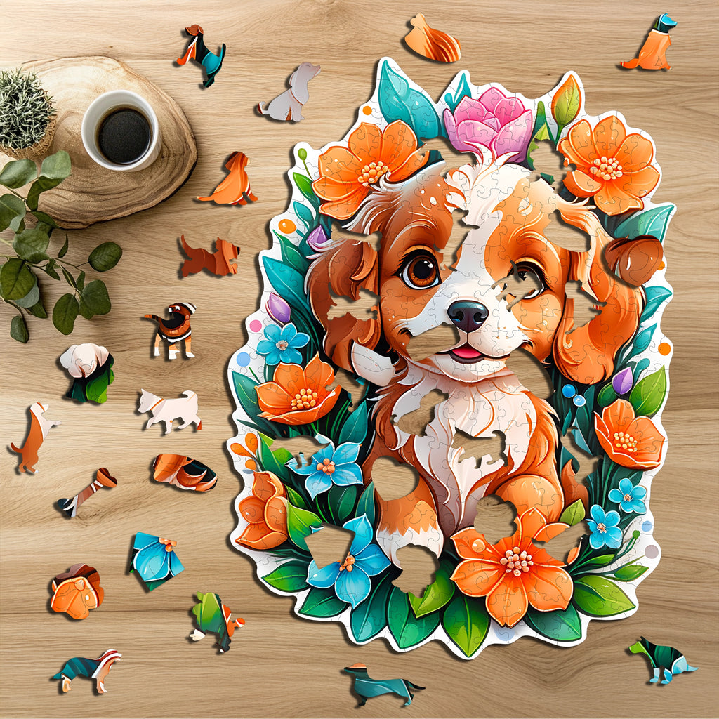Puzzle drewniane PUZZLED Piesek 270 elementów – układanka po obrysie dla dorosłych