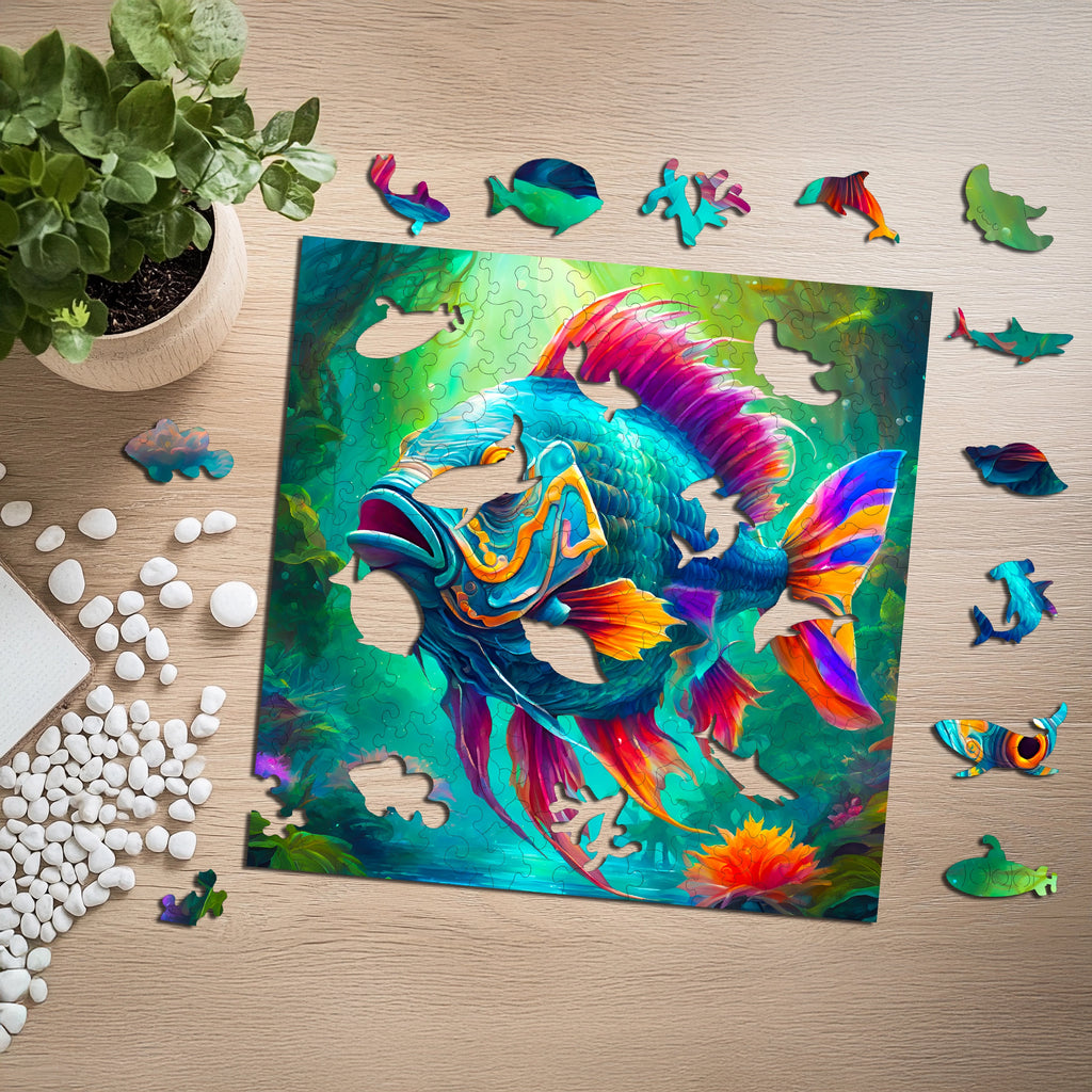 Puzzle drewniane PUZZLED Tęczowa Ryba 145 elementów dla dorosłych