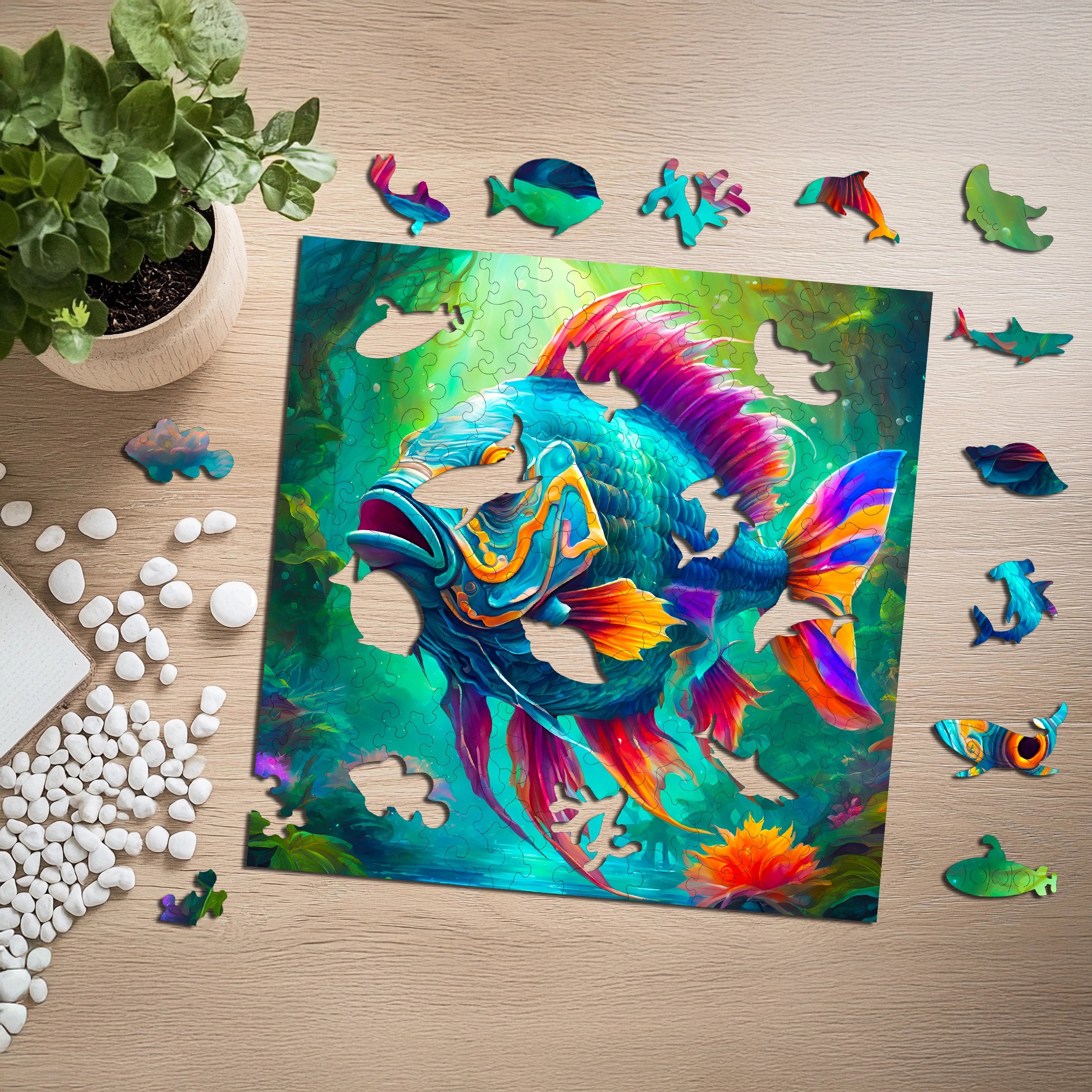 Puzzle drewniane PUZZLED Tęczowa Ryba 145 elementów dla dorosłych