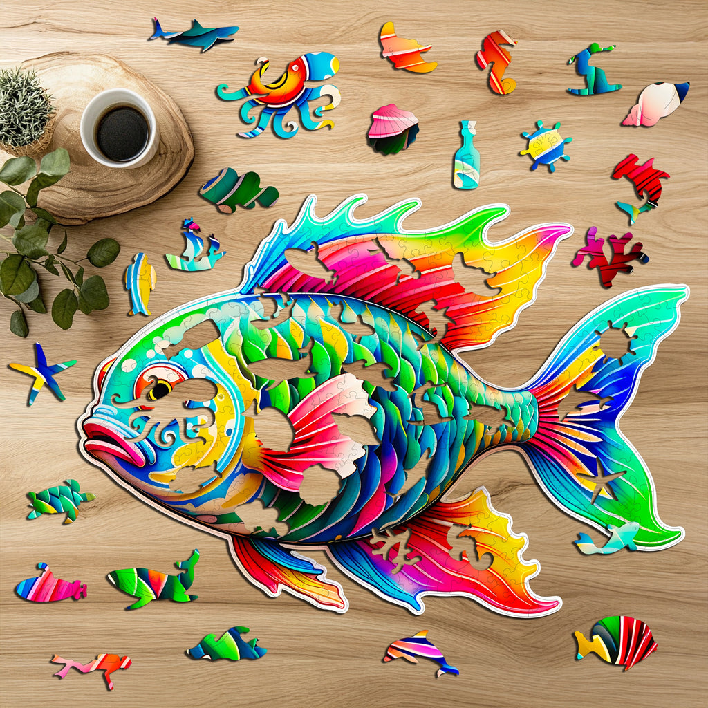 Puzzle drewniane PUZZLED Ryba 265 elementów – układanka po obrysie dla dorosłych