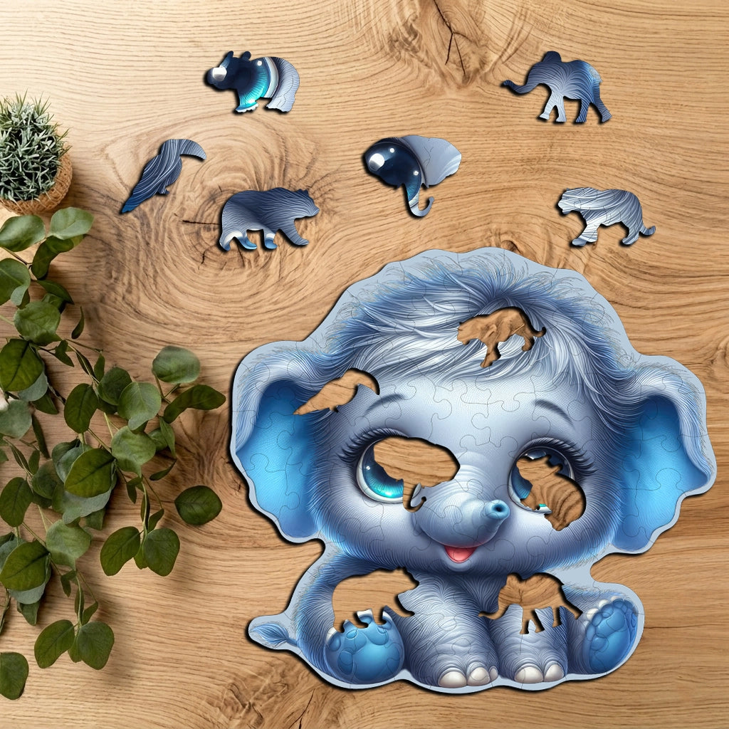 Puzzle Drewniane Premium dla dzieci Słonik 60 EL. Układanka PUZZLED