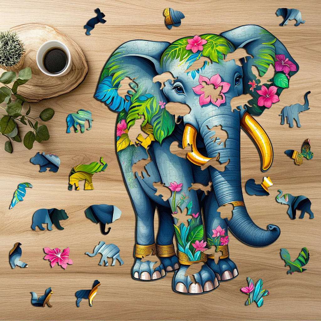Puzzle drewniane PUZZLED Słoń 240 elementów – układanka po obrysie dla dorosłych
