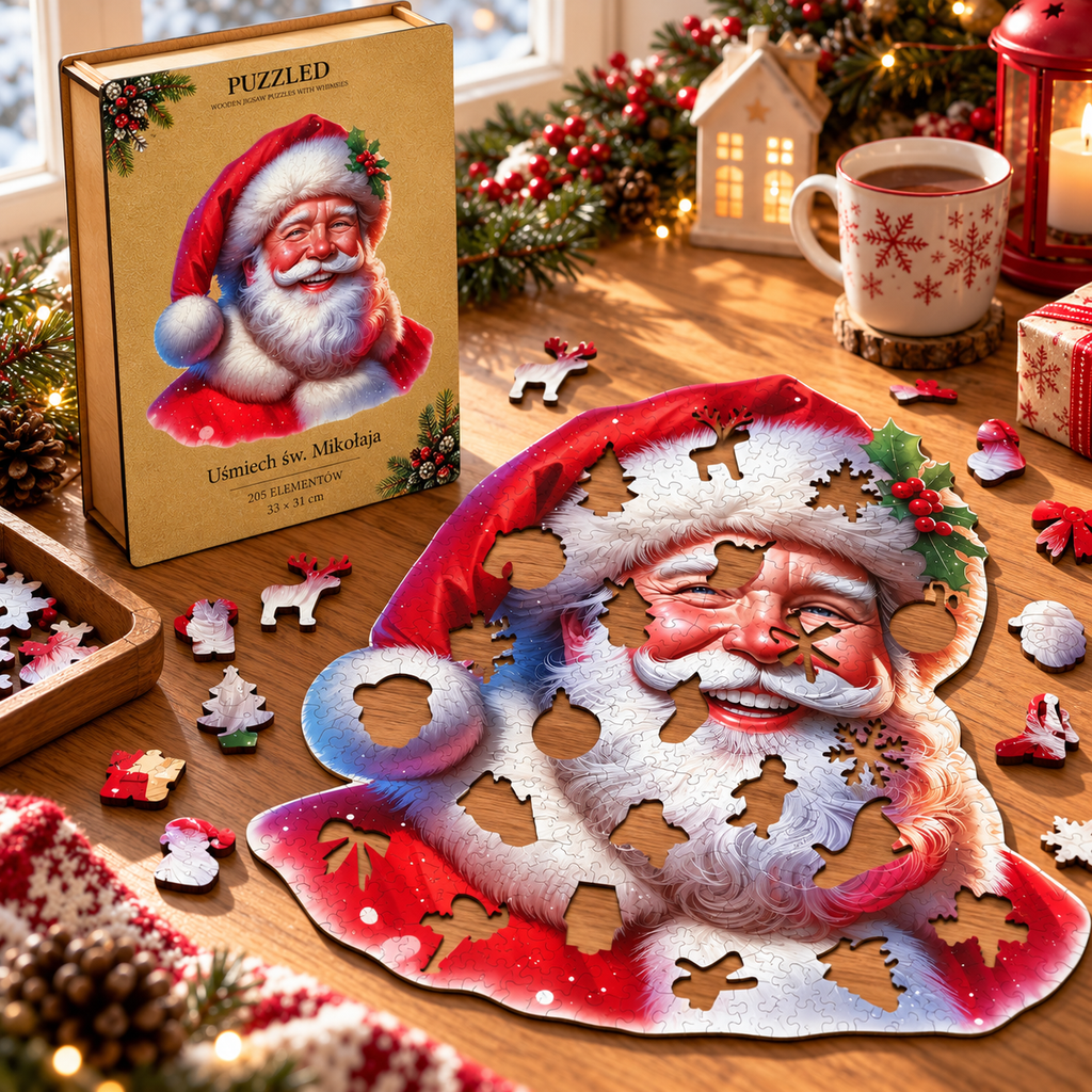 Puzzle Drewniane Uśmiech św. Mikołaja – 205 elementów