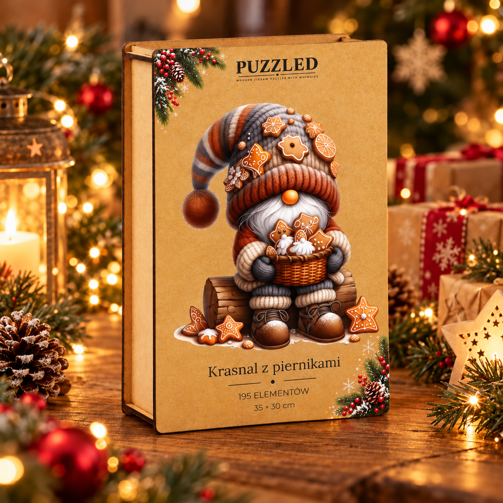 Puzzle Drewniane Krasnal z Piernikami – 195 elementów
