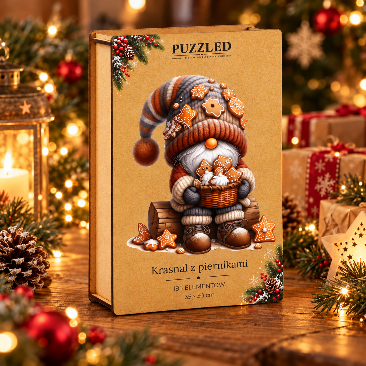Puzzle Drewniane Krasnal z Piernikami – 195 elementów