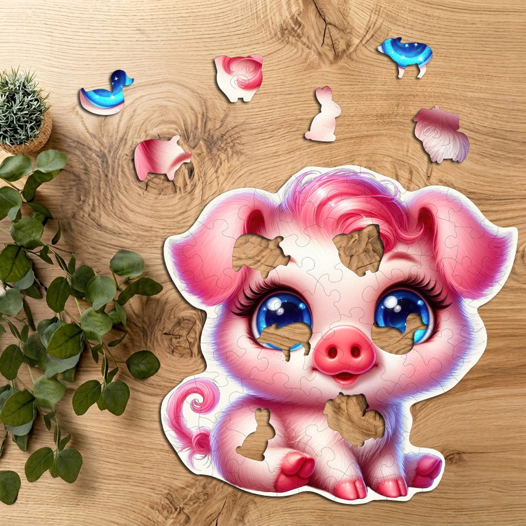 Puzzle Drewniane Premium dla dzieci Świnka 58 EL. Układanka PUZZLED