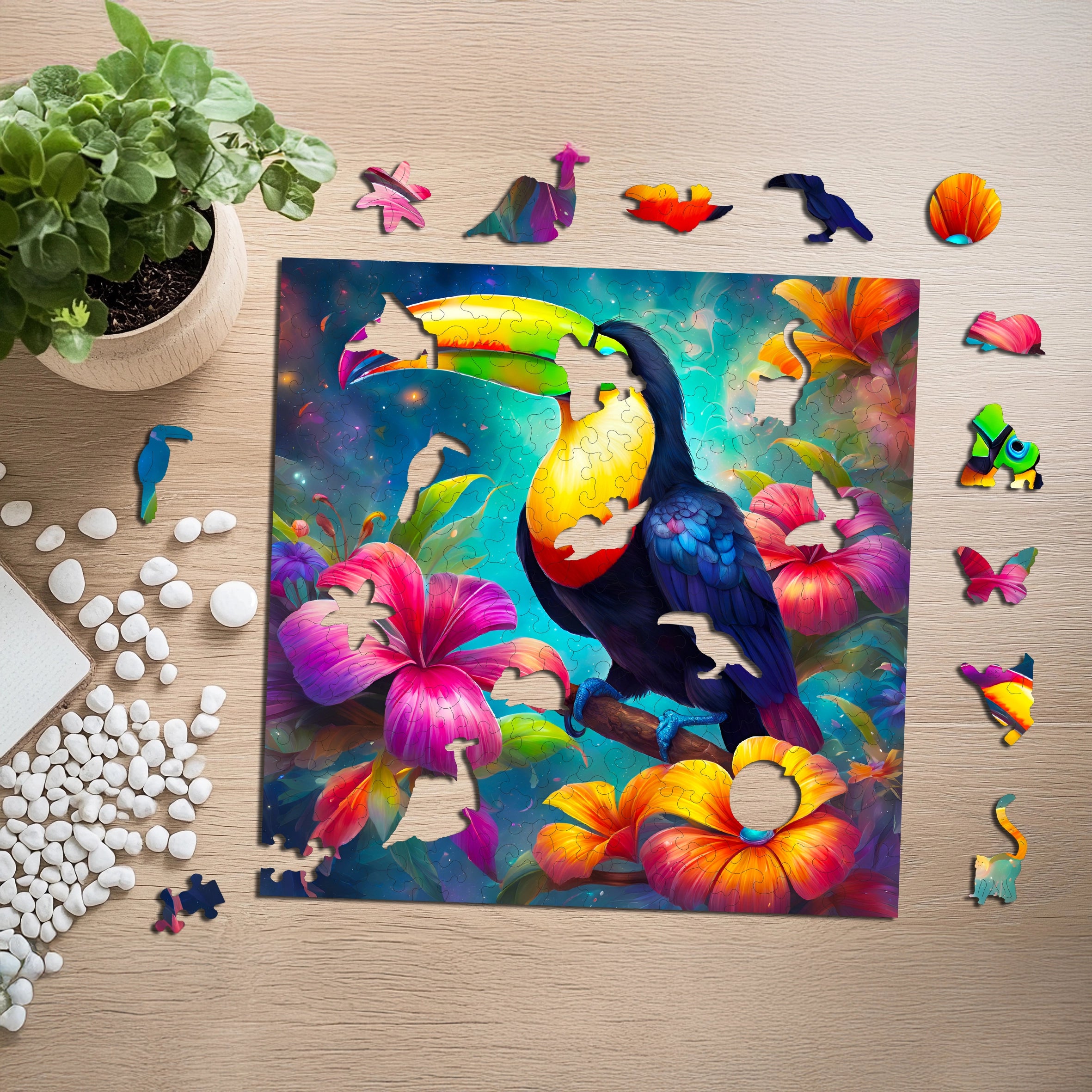 Puzzle drewniane PUZZLED Tropikalny Tukan 155 elementów dla dorosłych