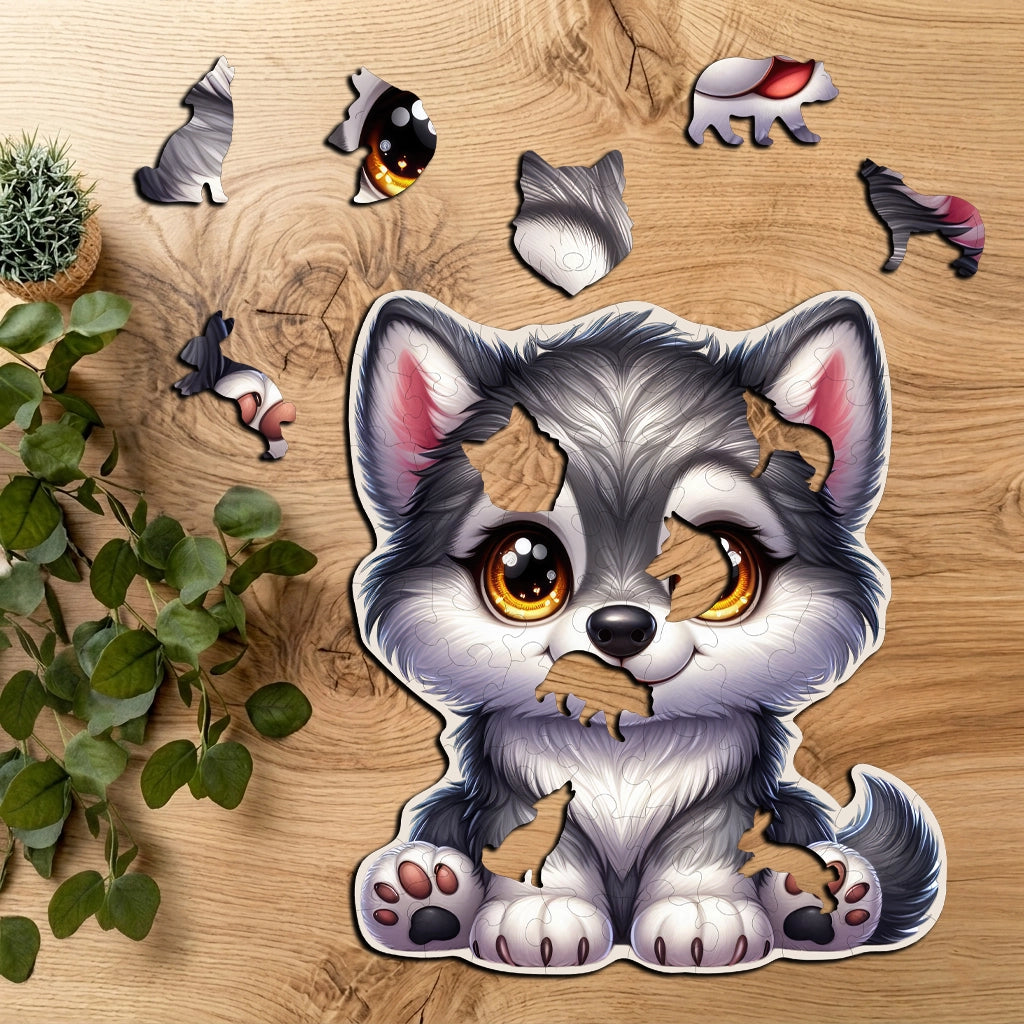Puzzle Drewniane Premium dla dzieci Wilczek 63 EL. Układanka PUZZLED