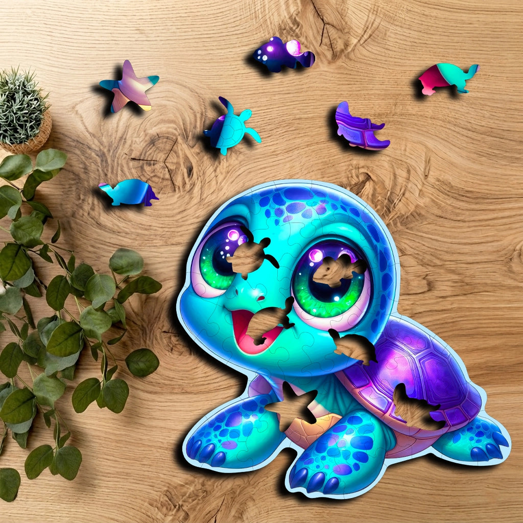 Puzzle Drewniane Premium dla dzieci Żółwik 52 EL. Układanka PUZZLED
