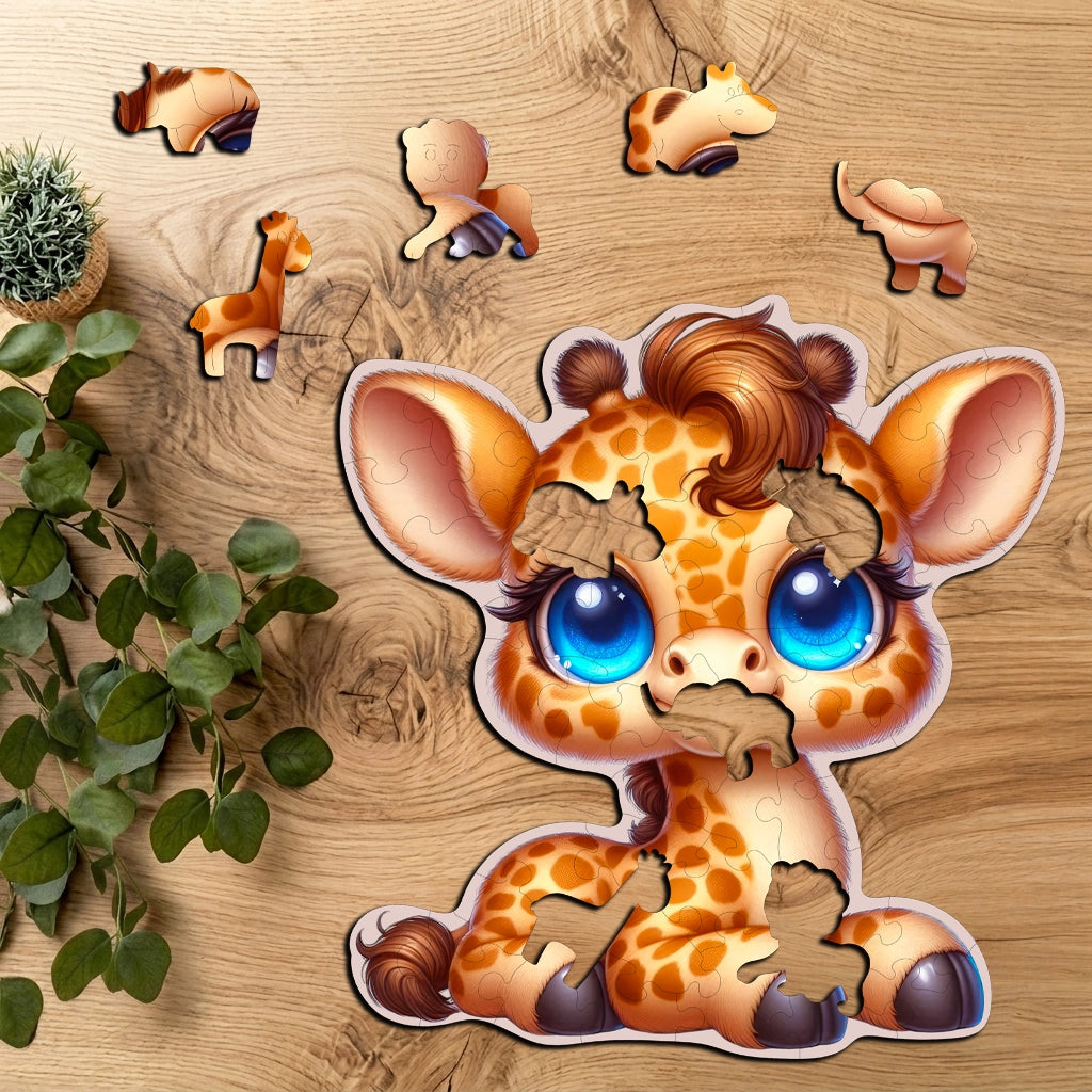 Puzzle Drewniane Premium dla dzieci Żyrafka 50 EL. Układanka PUZZLED