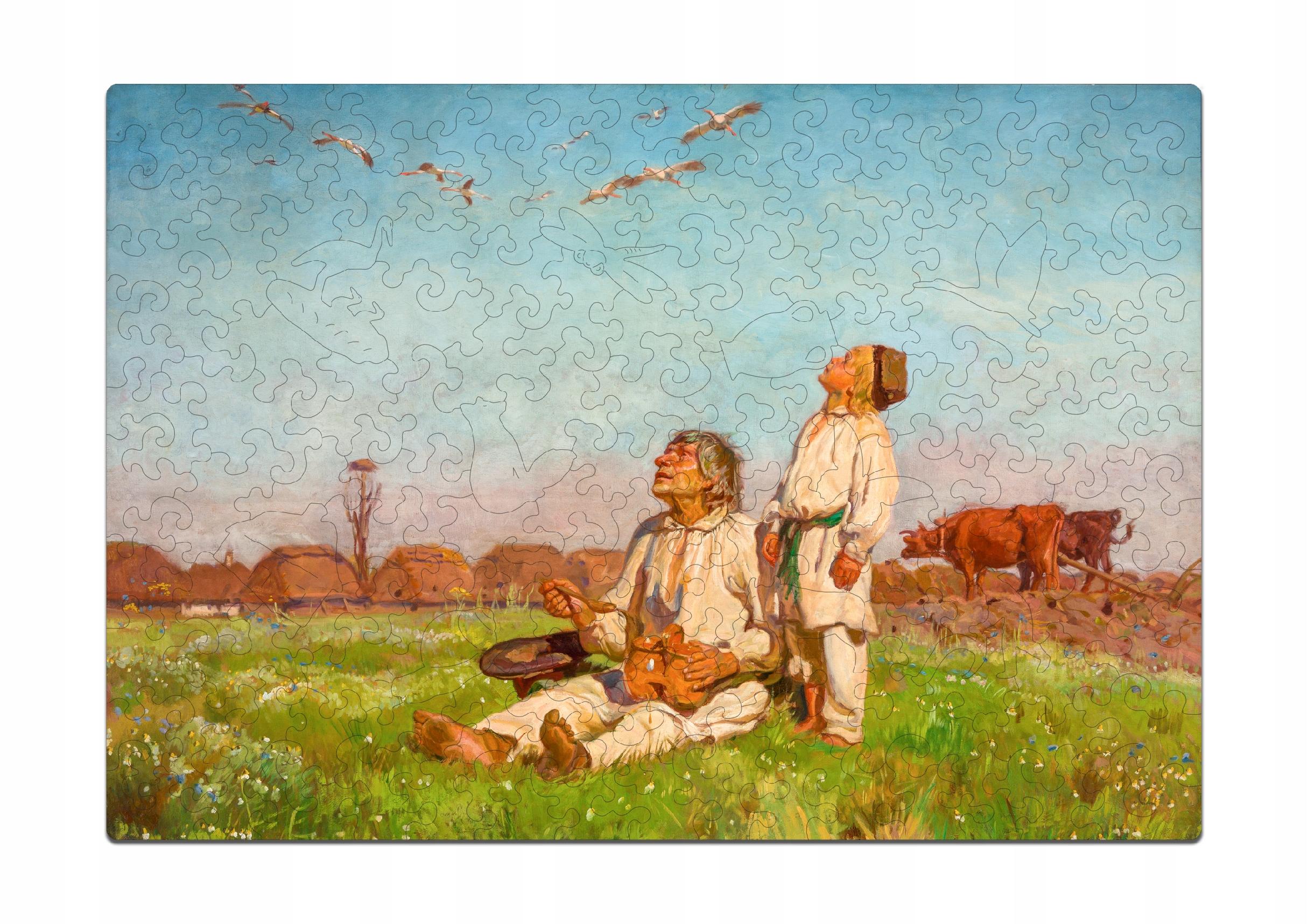 Drewniane puzzle A4 Chełmoński Bociany 140 el.