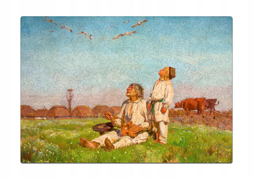 Drewniane puzzle A4 Chełmoński Bociany 140 el.