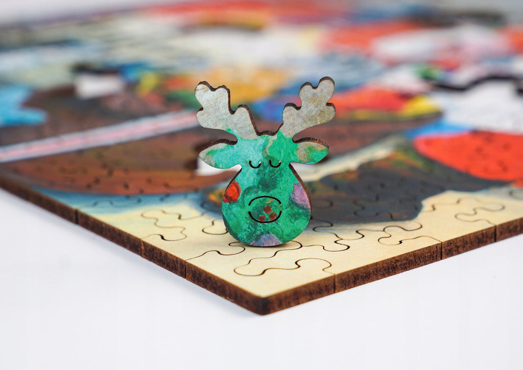 Puzzle Drewniane Święty Mikołaj Układanka Świąteczna A4 230 Elementów