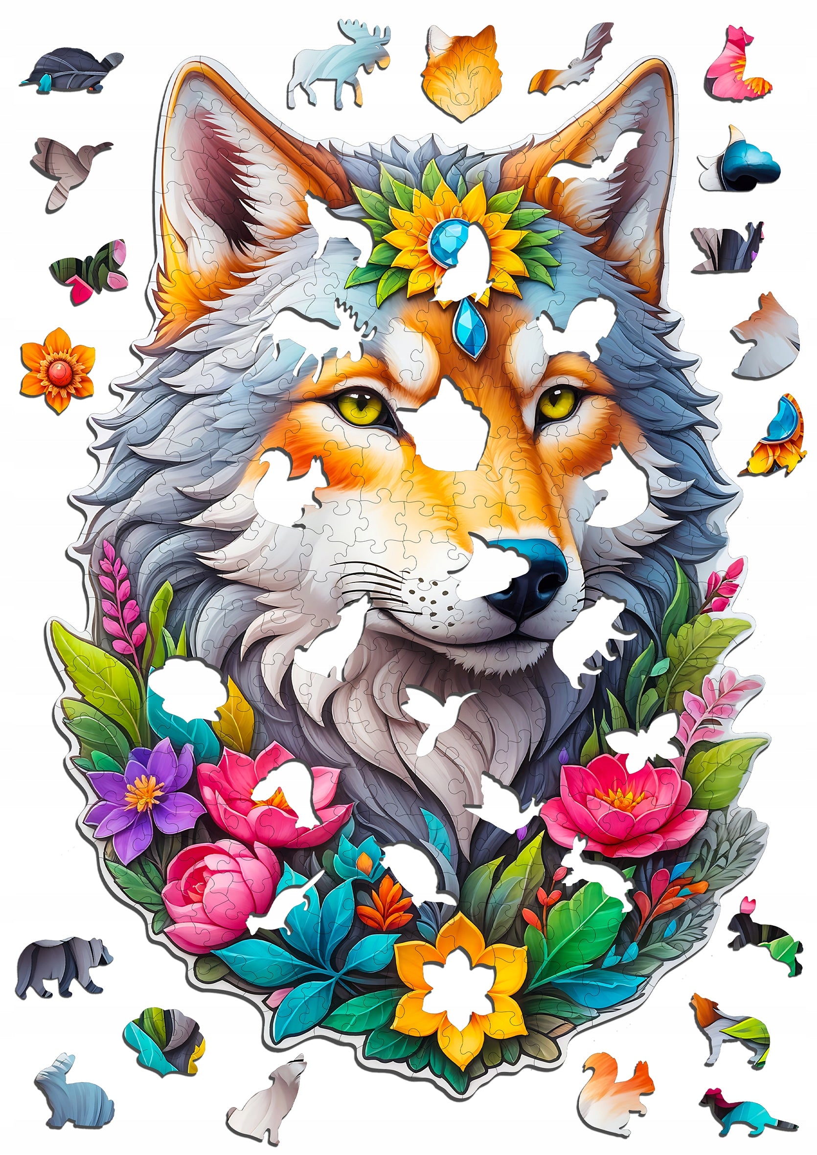 Puzzle drewniane PUZZLED Wilk 235 elementów – układanka po obrysie dla dorosłych
