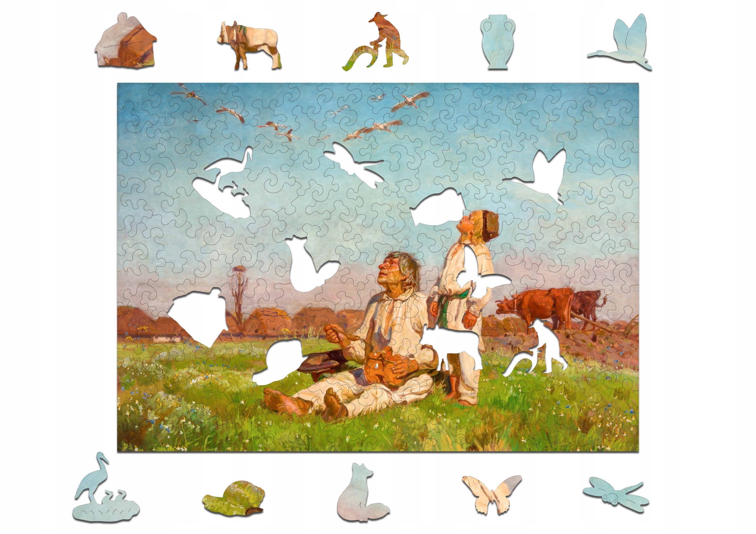 Drewniane puzzle A4 Chełmoński Bociany 140 el.