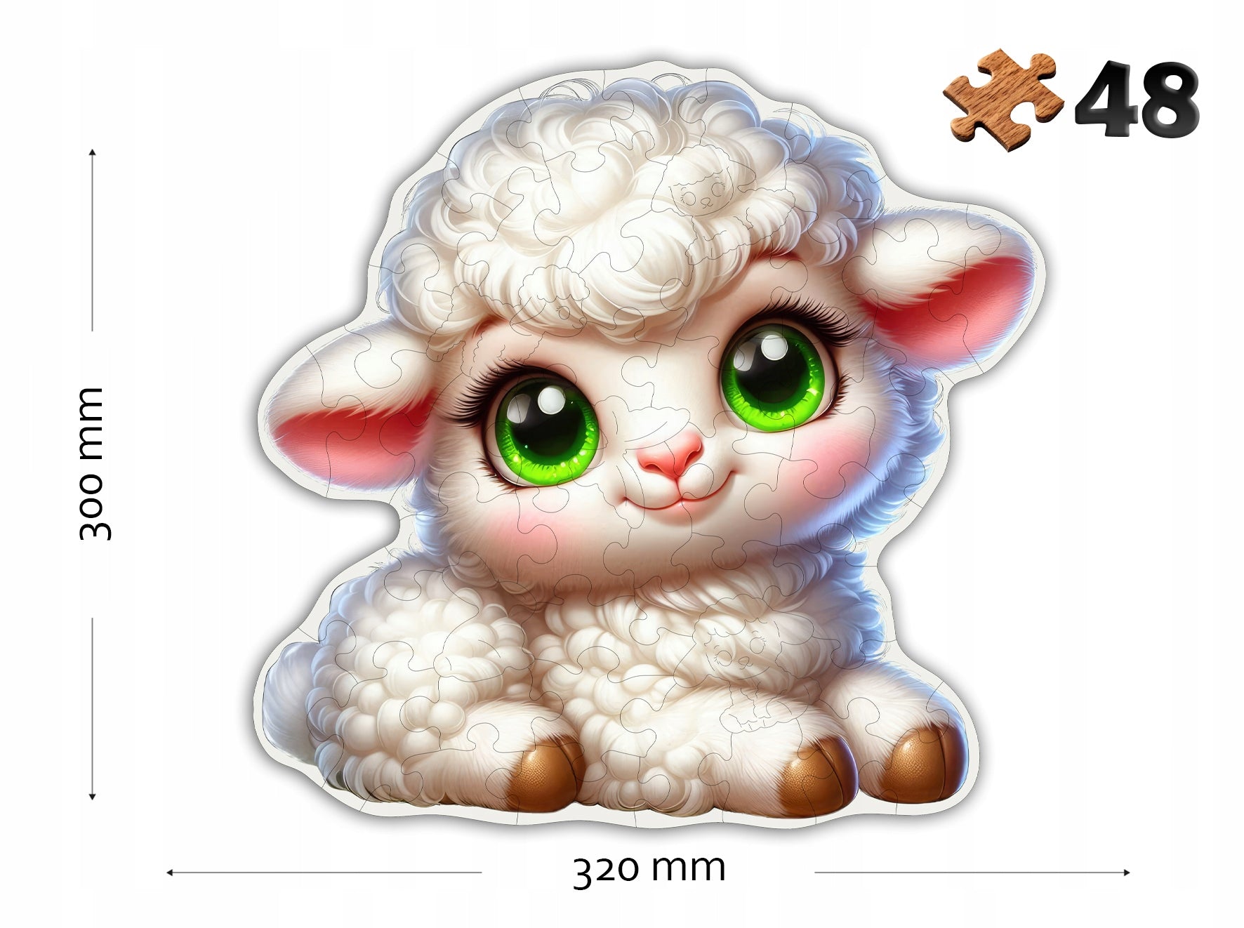 Puzzle Drewniane Premium dla dzieci Owieczka 48 EL. Układanka PUZZLED