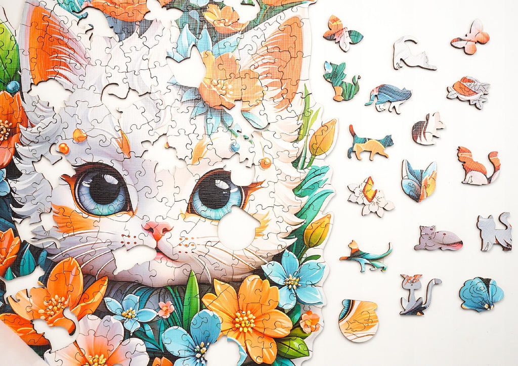 Puzzle drewniane PUZZLED Kotek 280 elementów – układanka po obrysie dla dorosłych