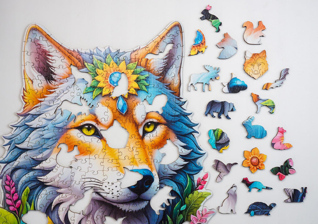 Puzzle drewniane PUZZLED Wilk 235 elementów – układanka po obrysie dla dorosłych