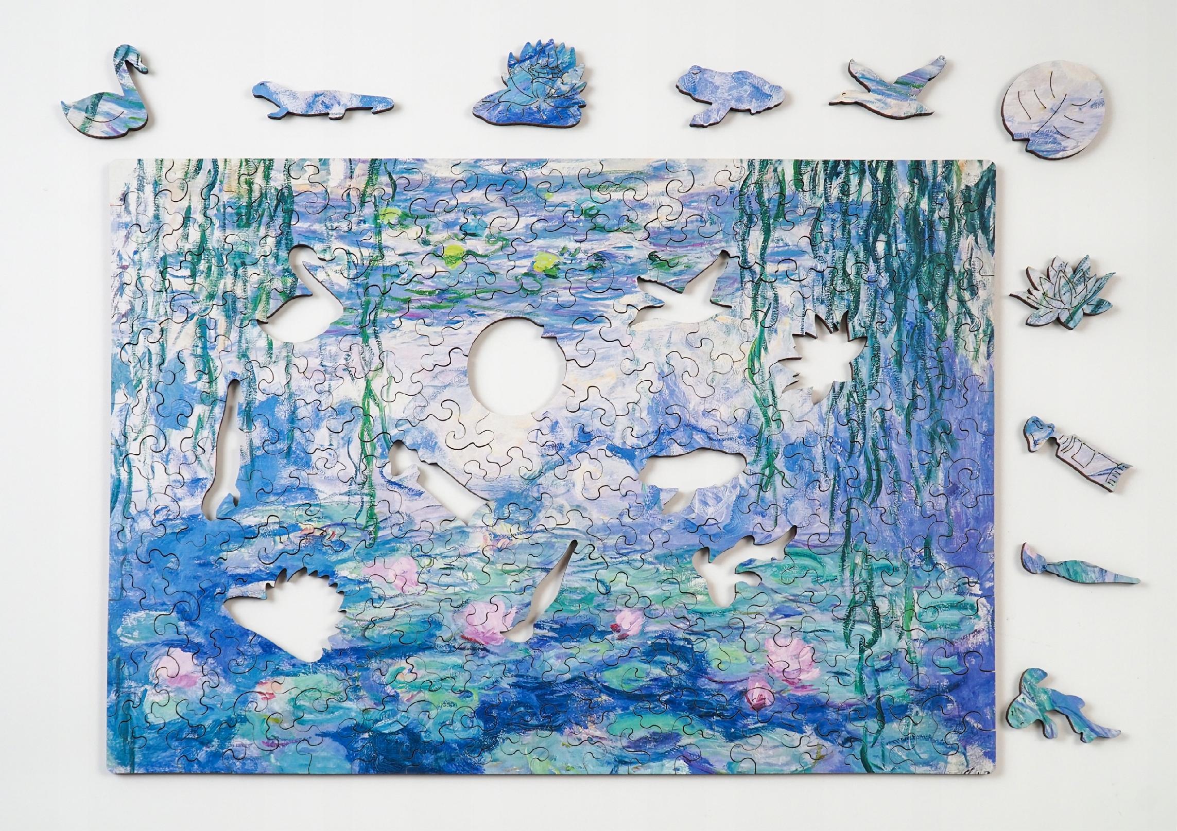 Drewniane puzzle A4 Monet Lilie wodne 140 el