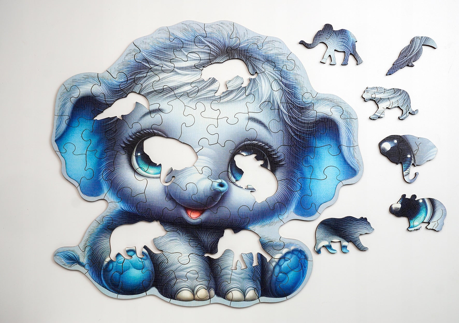 Puzzle Drewniane Premium dla dzieci Słonik 60 EL. Układanka PUZZLED