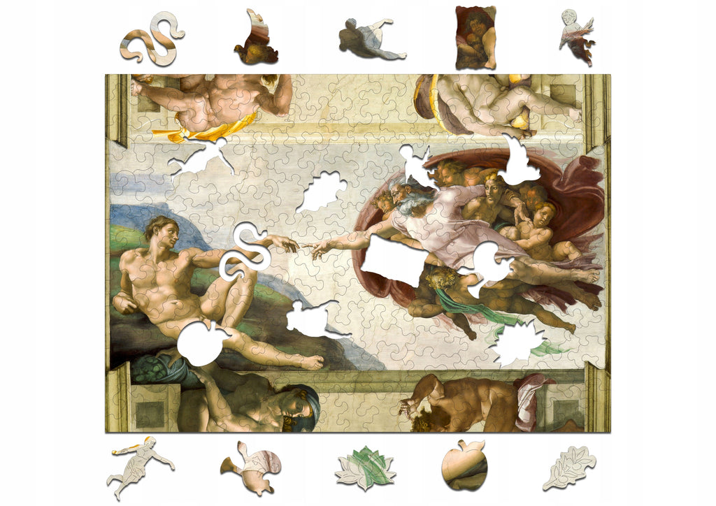 Drewniane puzzle A4 Michał Anioł Stworzenie Adama