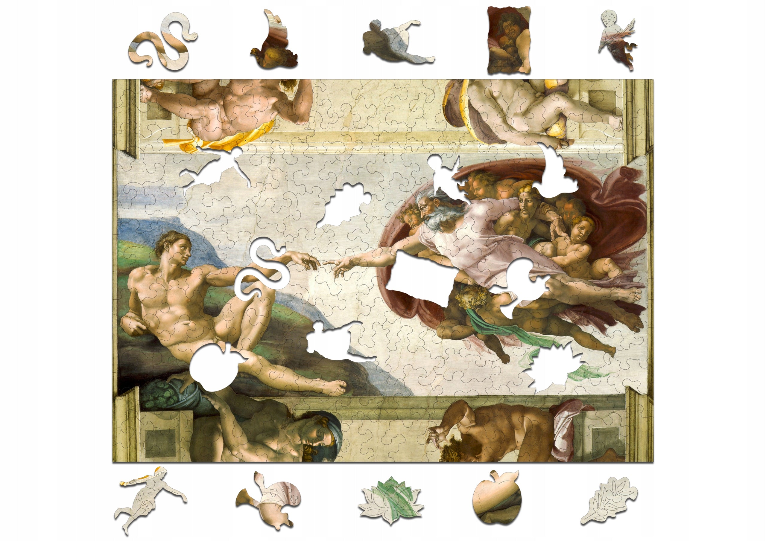 Drewniane puzzle A4 Michał Anioł Stworzenie Adama
