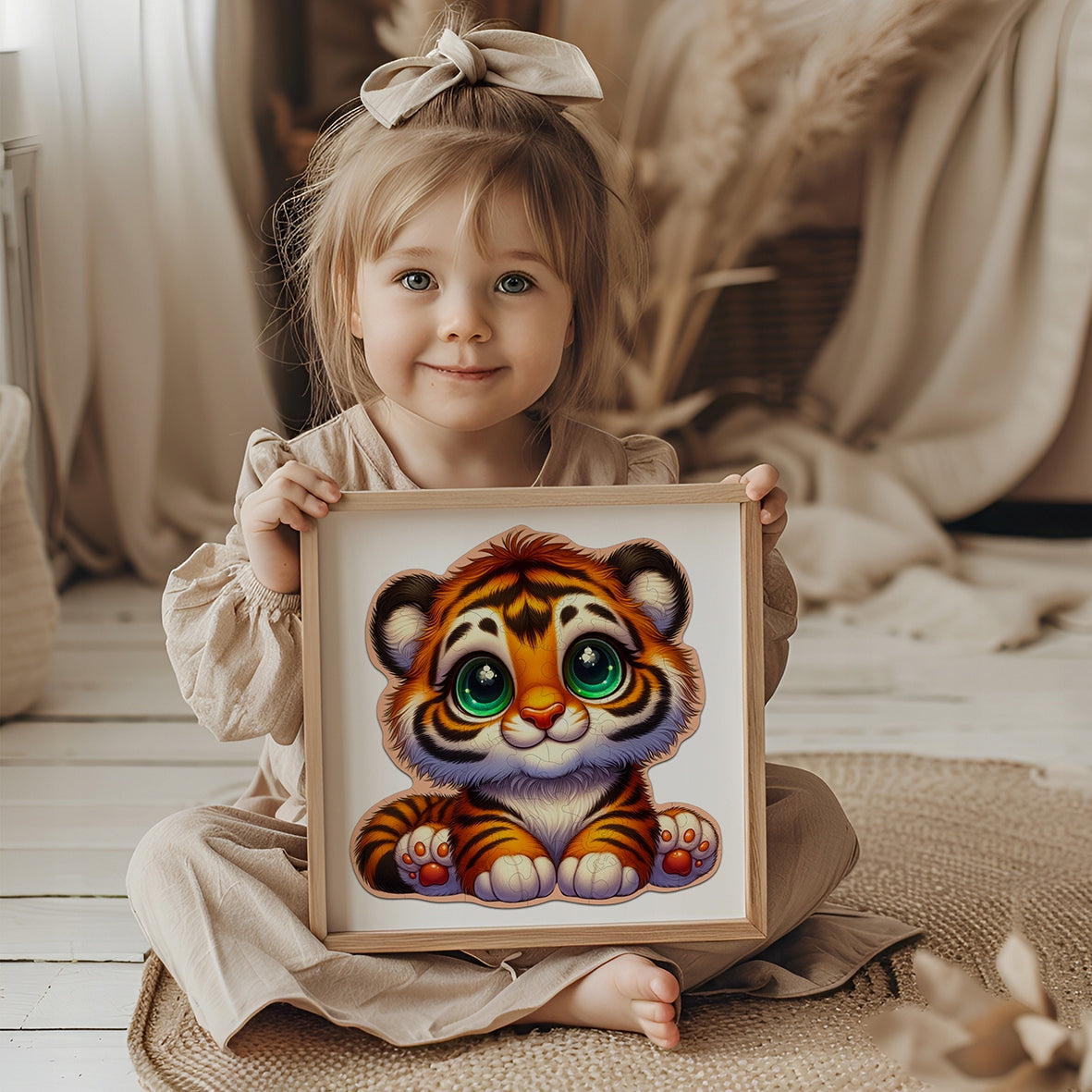 Puzzle Drewniane Premium dla dzieci Tygrysek 48 EL. Układanka PUZZLED