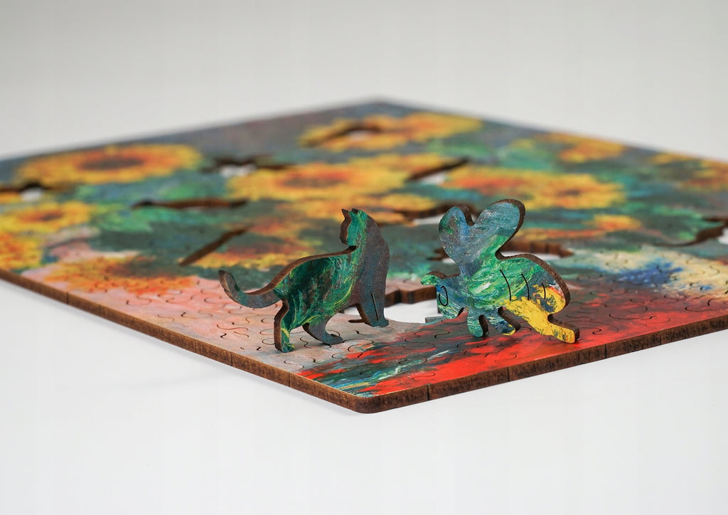 Puzzle Drewniane Monet Słoneczniki Układanka Drewniana A4 140 Elementów