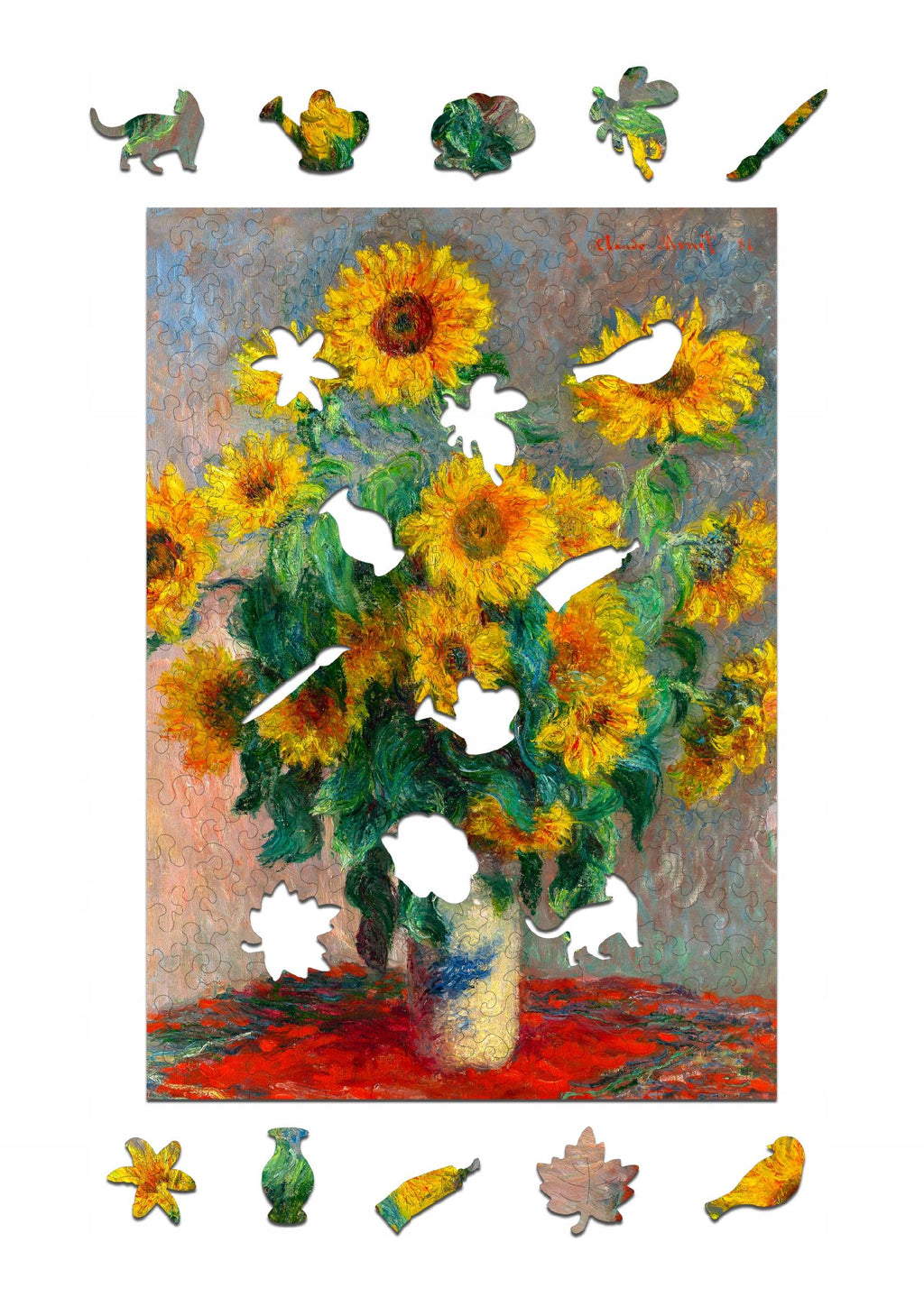 Puzzle Drewniane Monet Słoneczniki Układanka Drewniana A4 140 Elementów