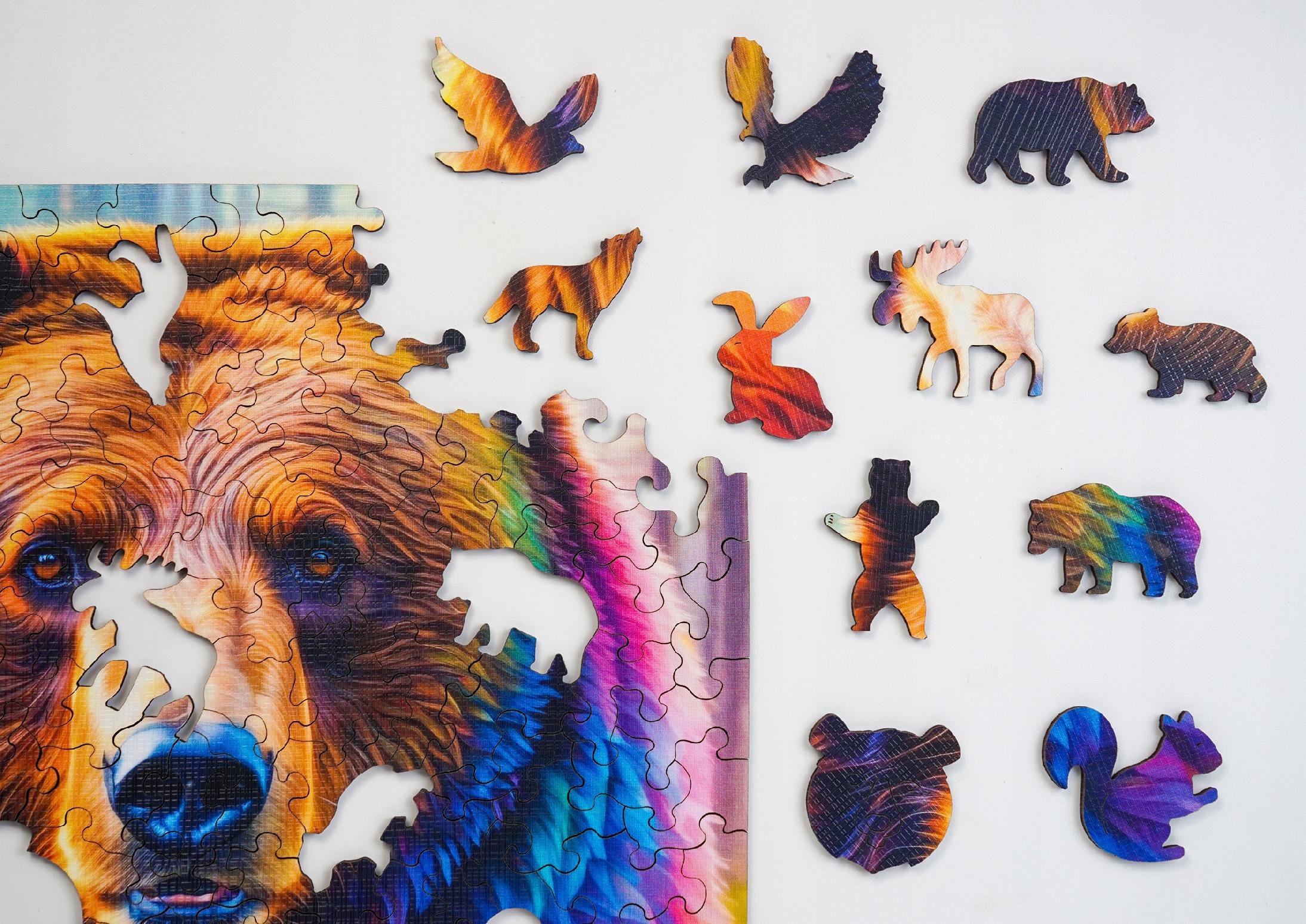 Puzzle drewniane PUZZLED Brunatny Niedźwiedź 155 elementów dla dorosłych