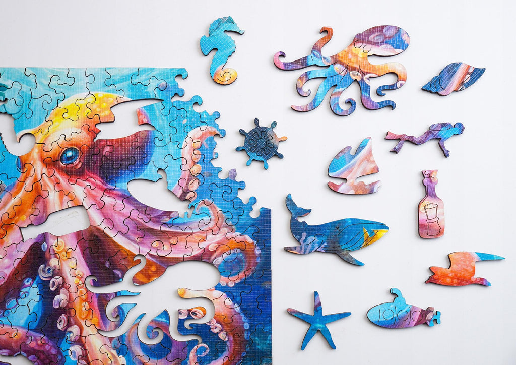 Puzzle drewniane PUZZLED Głębinowa Ośmiornica 155 elementów dla dorosłych