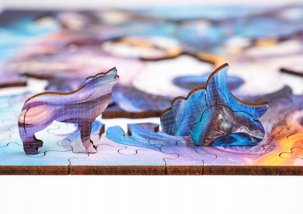 Puzzle drewniane PUZZLED Srebrzysty Wilk 145 elementów dla dorosłych