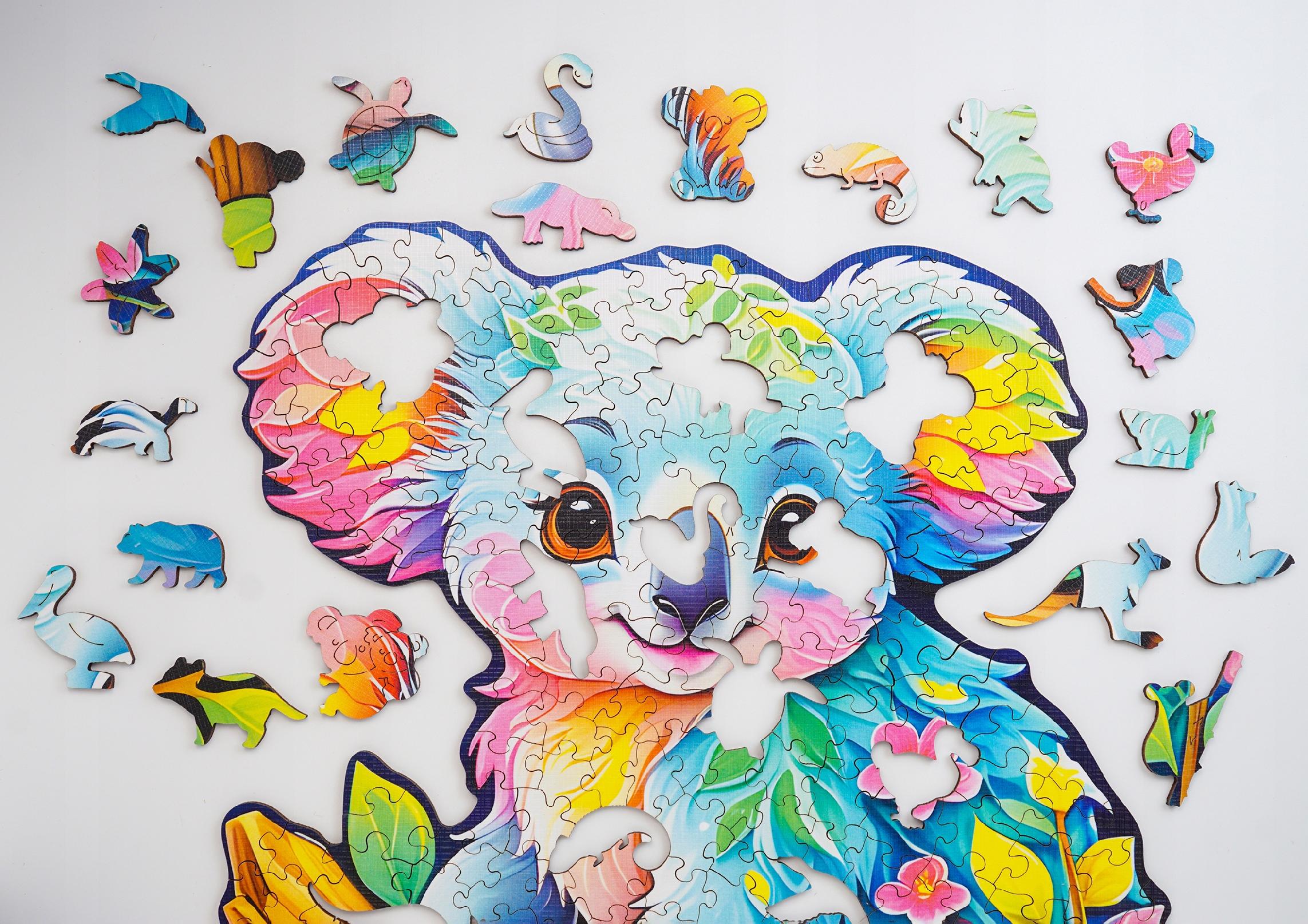 Puzzle drewniane PUZZLED Koala 245 elementów – układanka po obrysie dla dorosłych