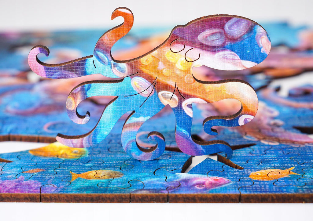 Puzzle drewniane PUZZLED Głębinowa Ośmiornica 155 elementów dla dorosłych