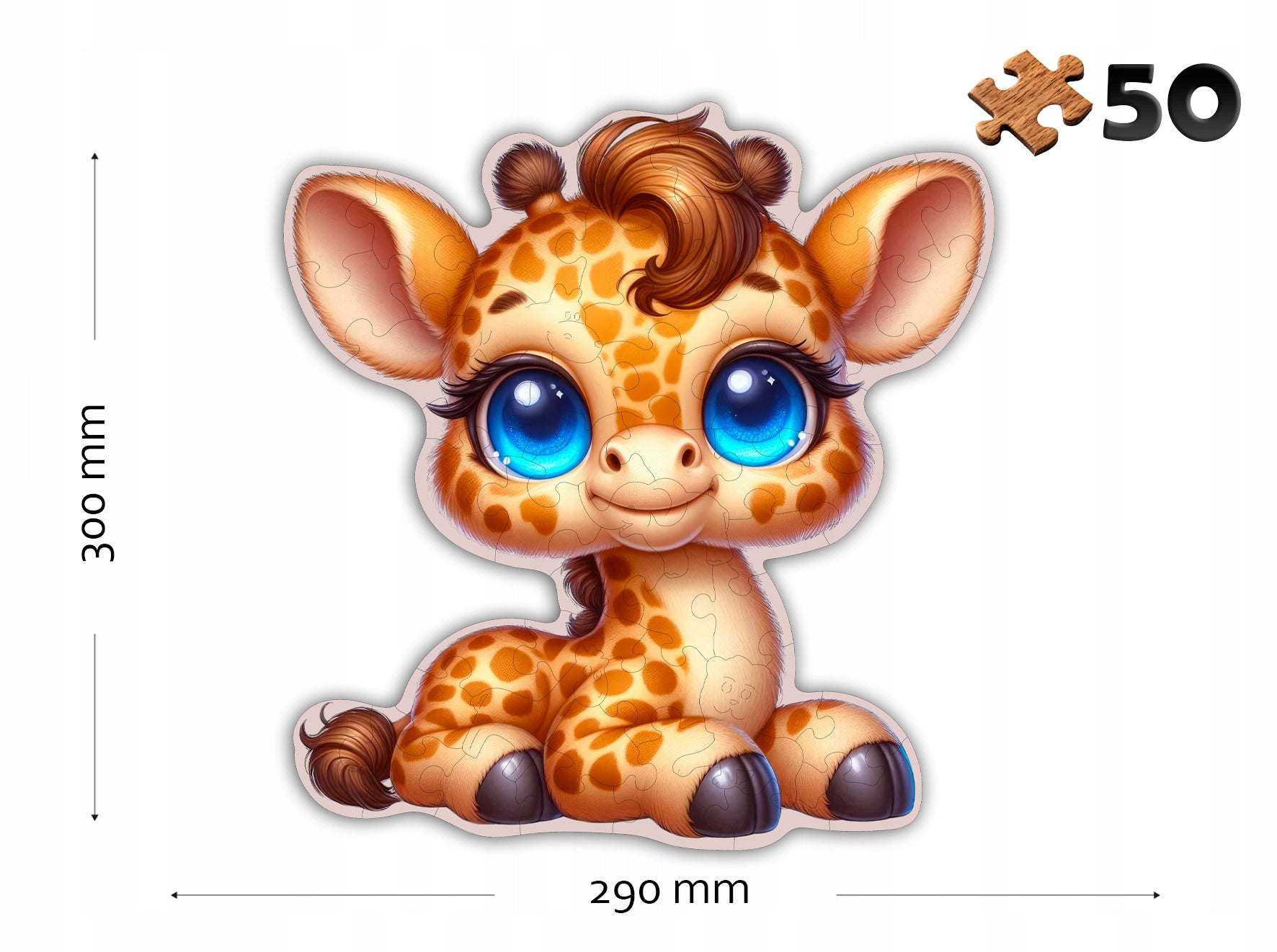 Puzzle Drewniane Premium dla dzieci Żyrafka 50 EL. Układanka PUZZLED