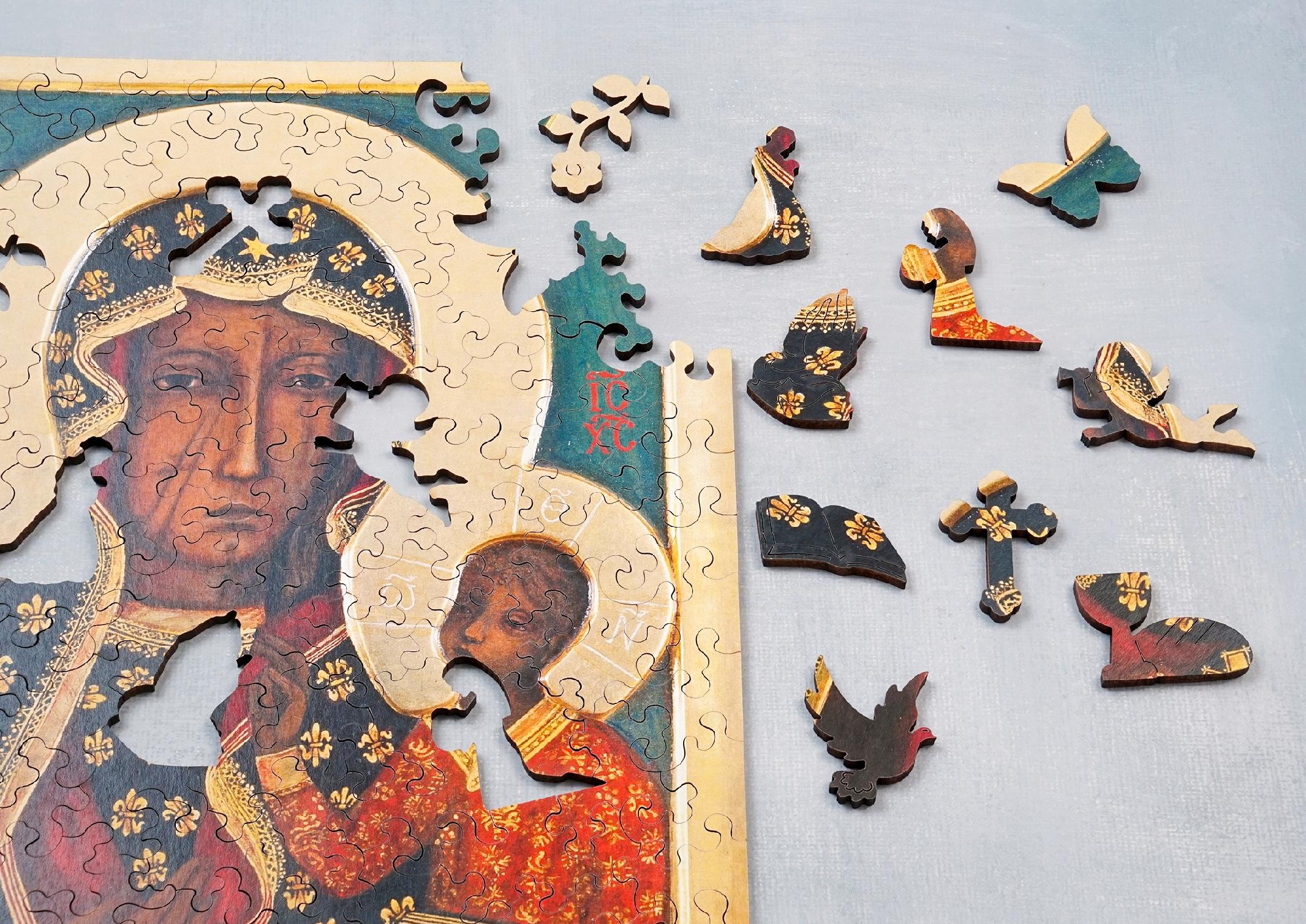 Puzzle Drewniane Czarna Madonna Dla Dzieci i Dorosłych 150 Elementów A4