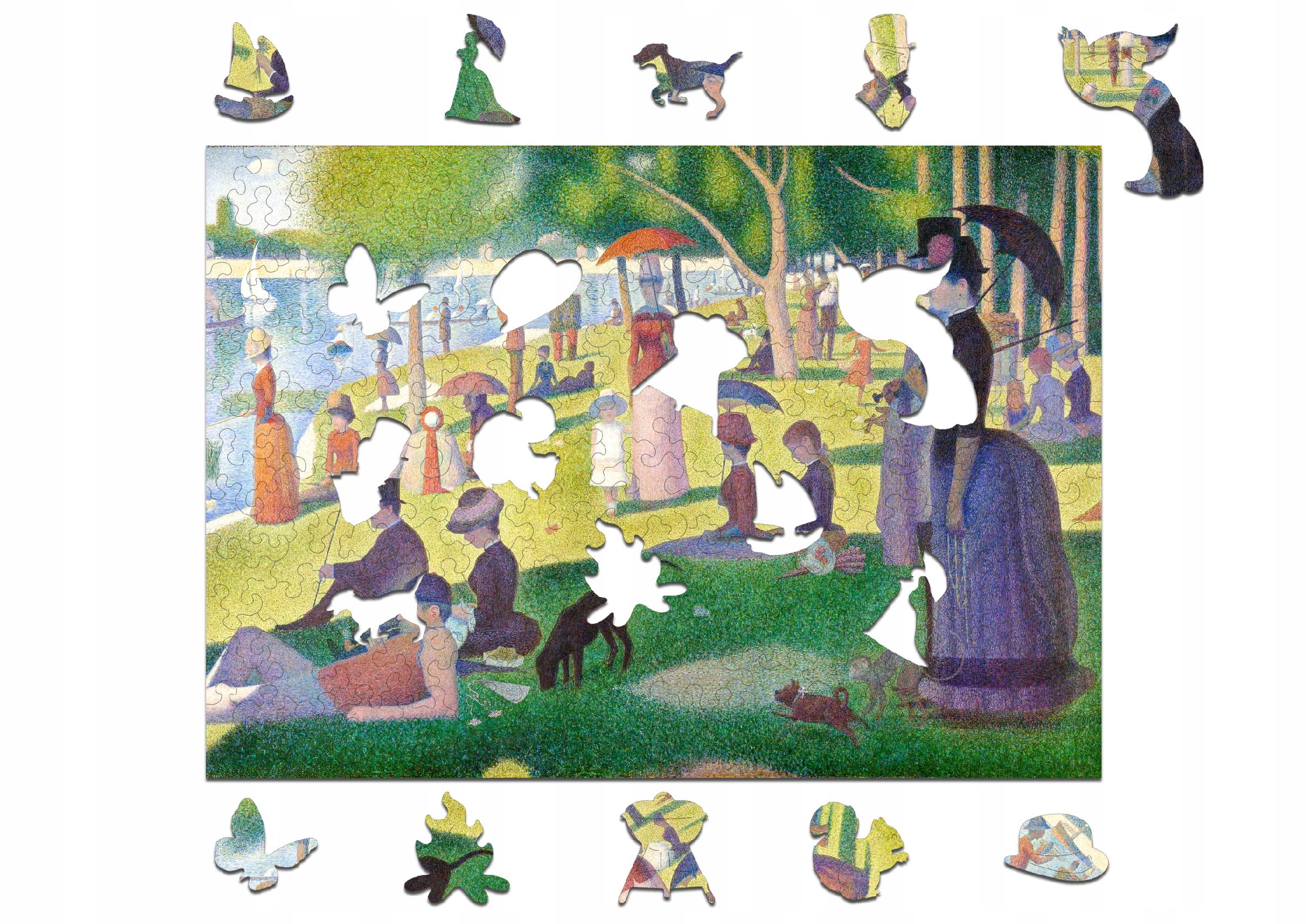 Drewniane puzzle A4 Seurat Niedzielne popołudnie