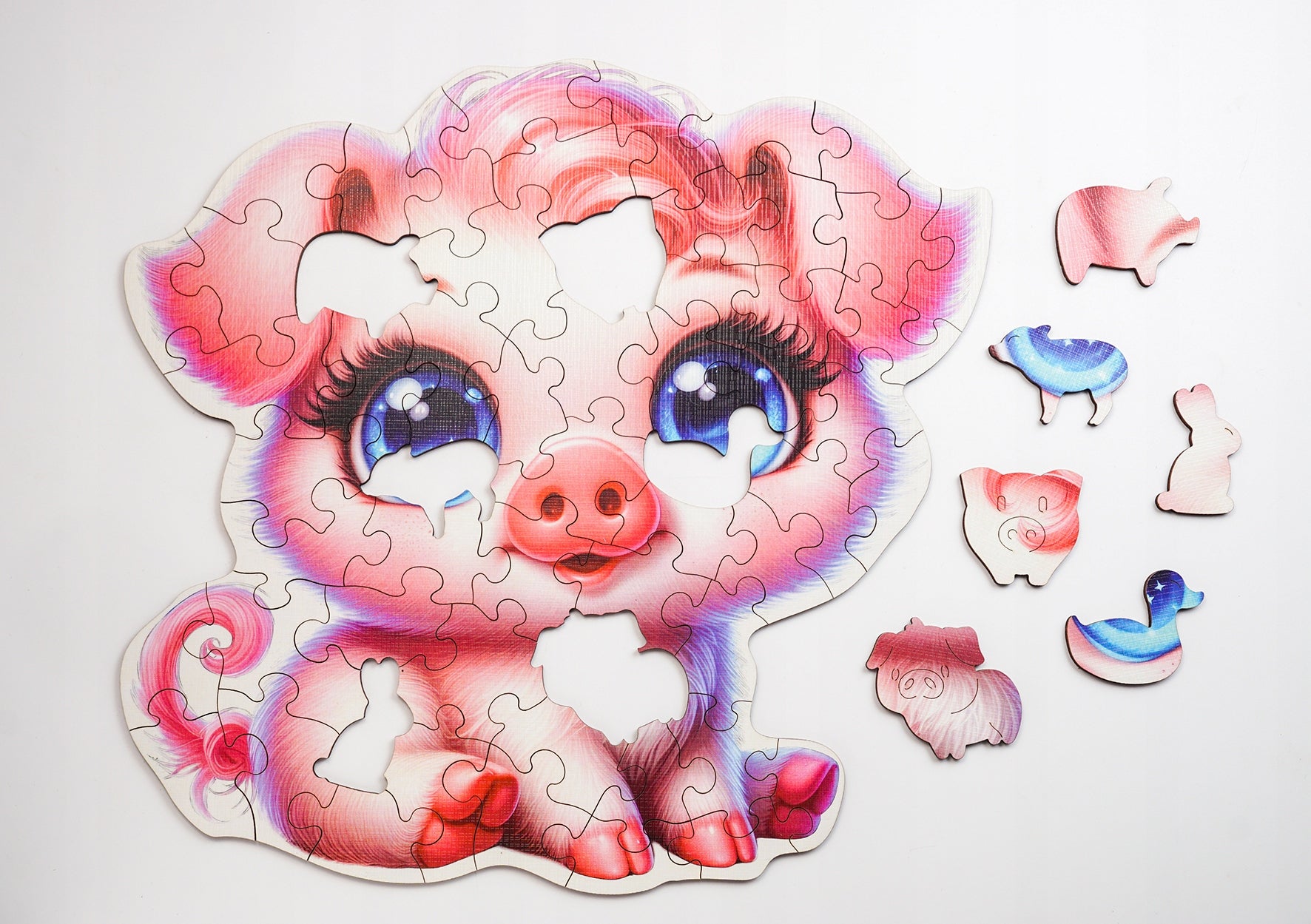 Puzzle Drewniane Premium dla dzieci Świnka 58 EL. Układanka PUZZLED