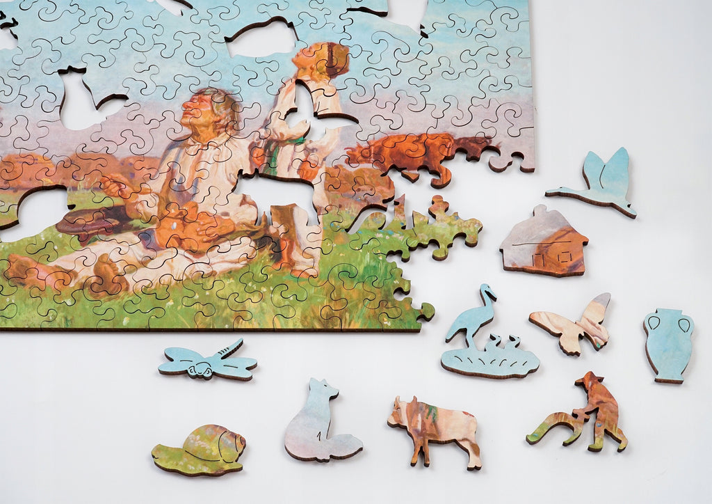 Drewniane puzzle A4 Chełmoński Bociany 140 el.