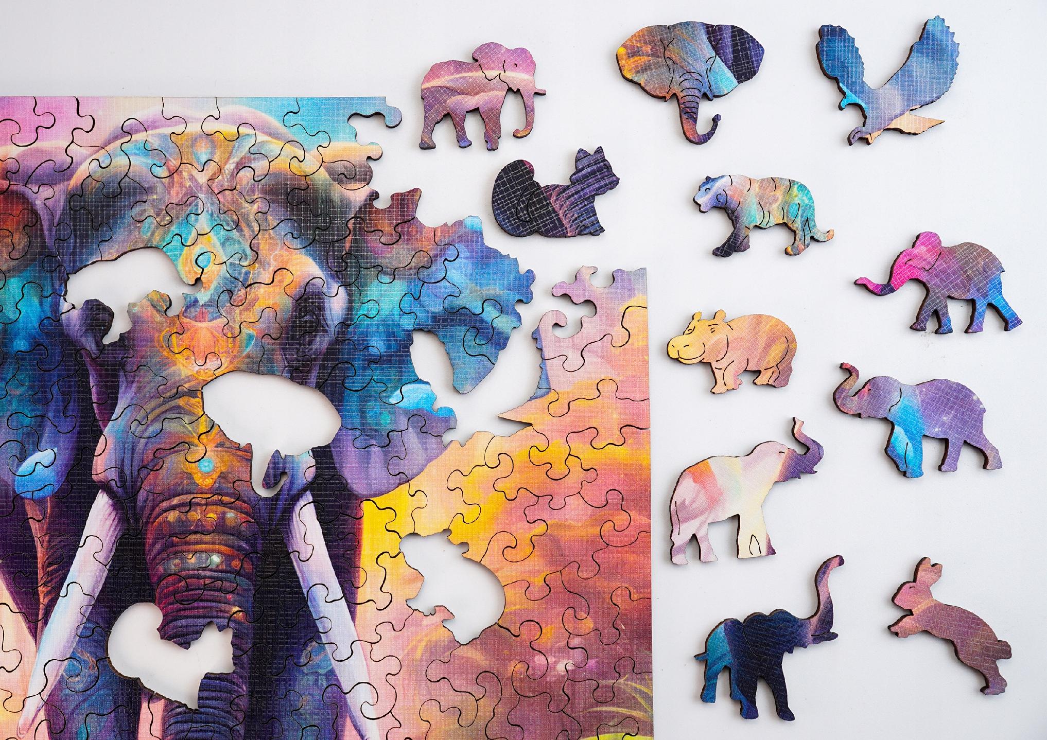Puzzle drewniane PUZZLED Monumentalny Słoń 145 elementów dla dorosłych