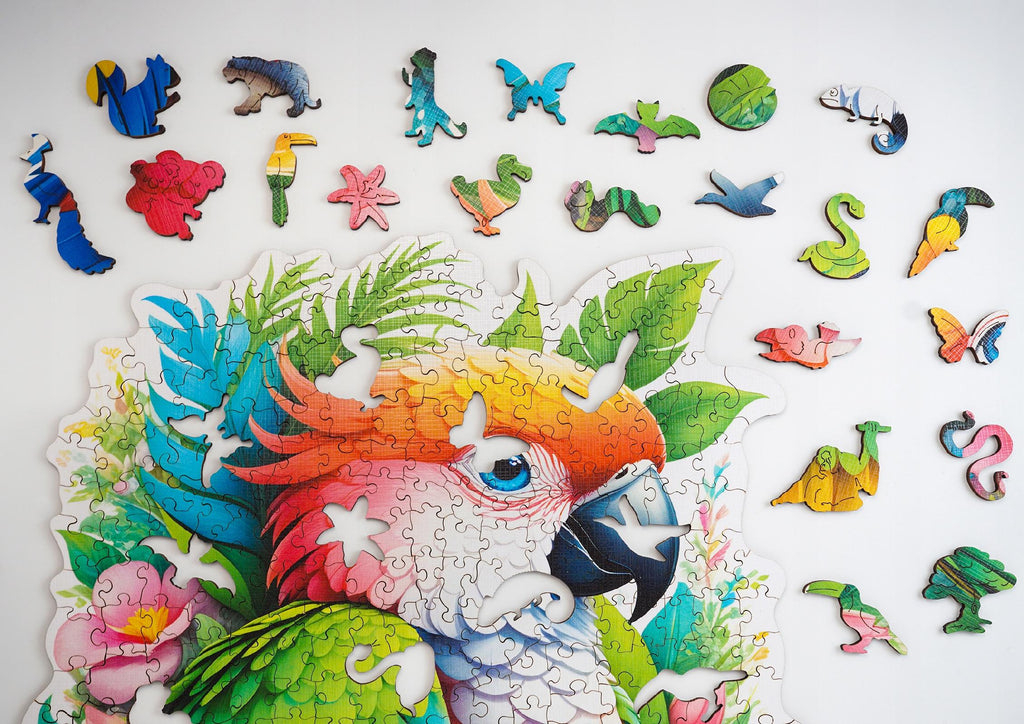 Puzzle drewniane PUZZLED Papuga 395 elementów – układanka po obrysie dla dorosłych