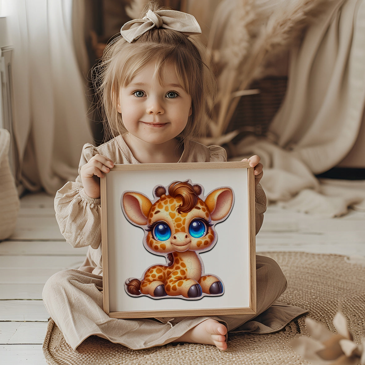 Puzzle Drewniane Premium dla dzieci Żyrafka 50 EL. Układanka PUZZLED