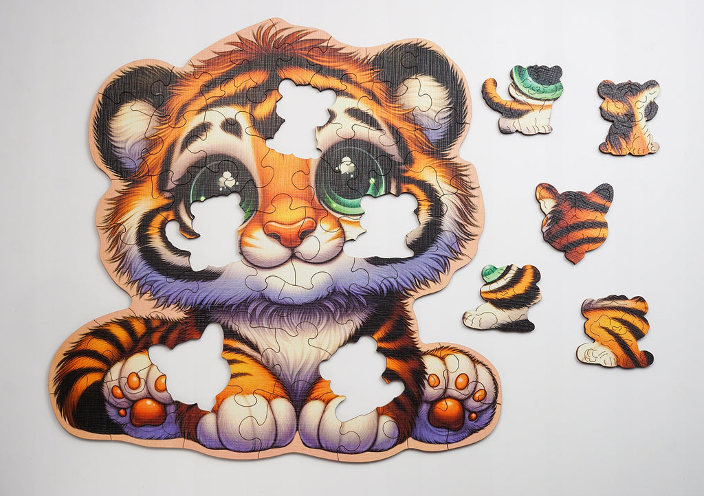 Puzzle Drewniane Premium dla dzieci Tygrysek 48 EL. Układanka PUZZLED