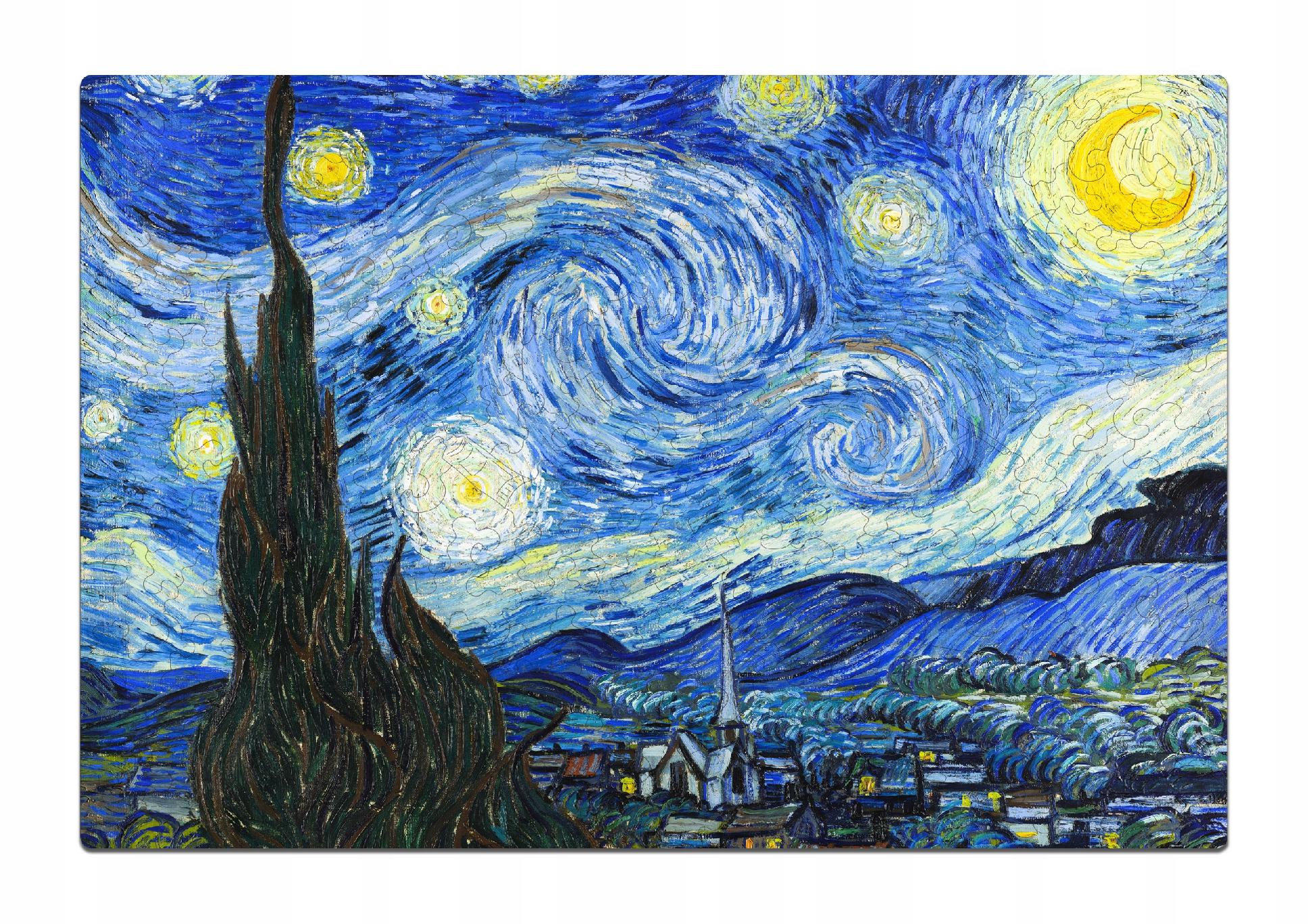 Drewniane Puzzle Van Gogh Gwieździsta Noc A4 150 el. Prezent Sztuka Dekor