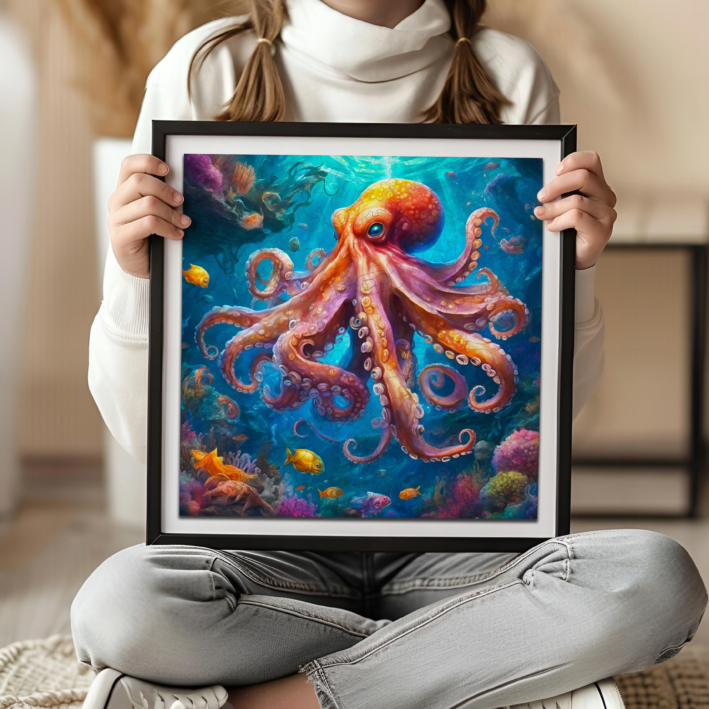 Puzzle drewniane PUZZLED Głębinowa Ośmiornica 155 elementów dla dorosłych