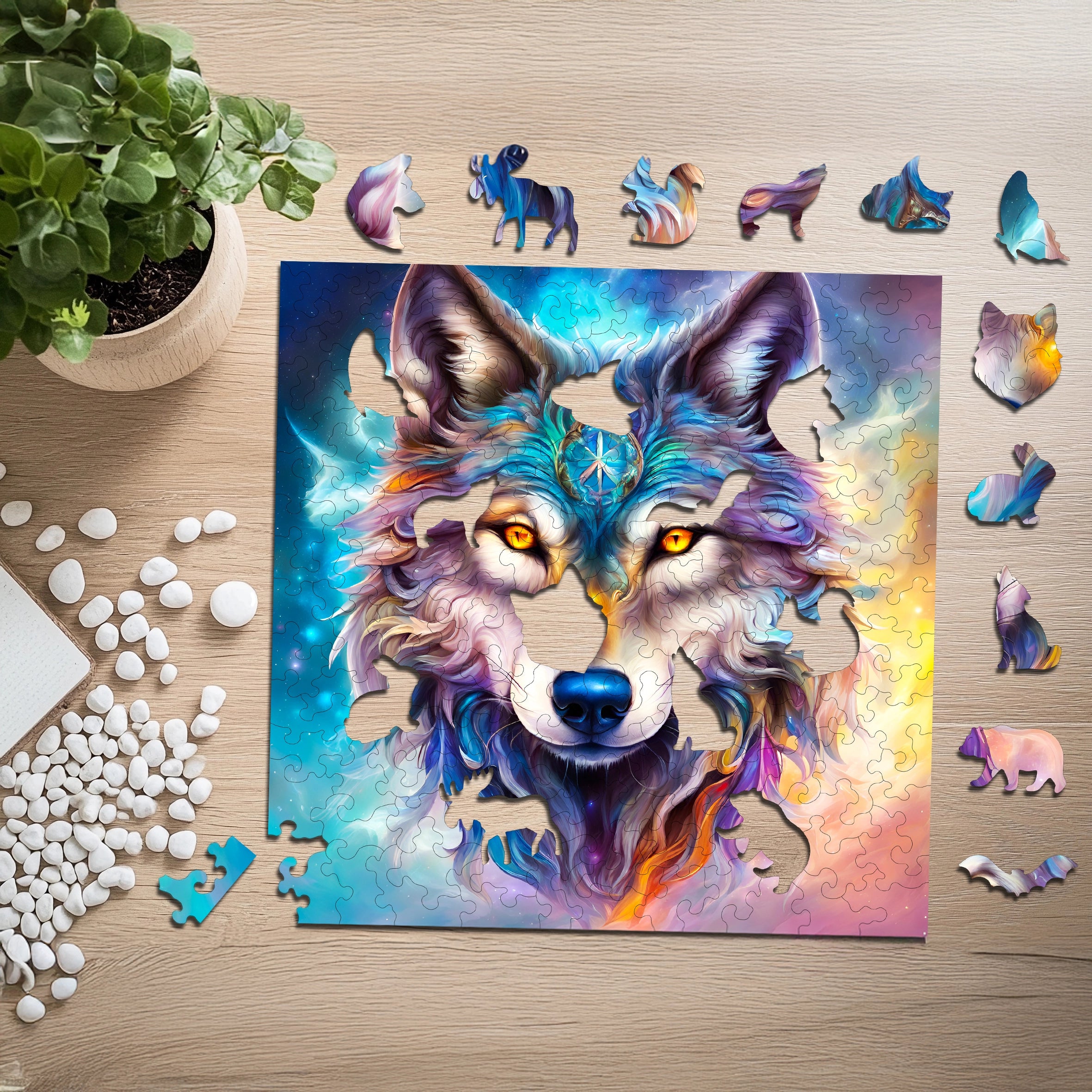 Puzzle drewniane PUZZLED Srebrzysty Wilk 145 elementów dla dorosłych